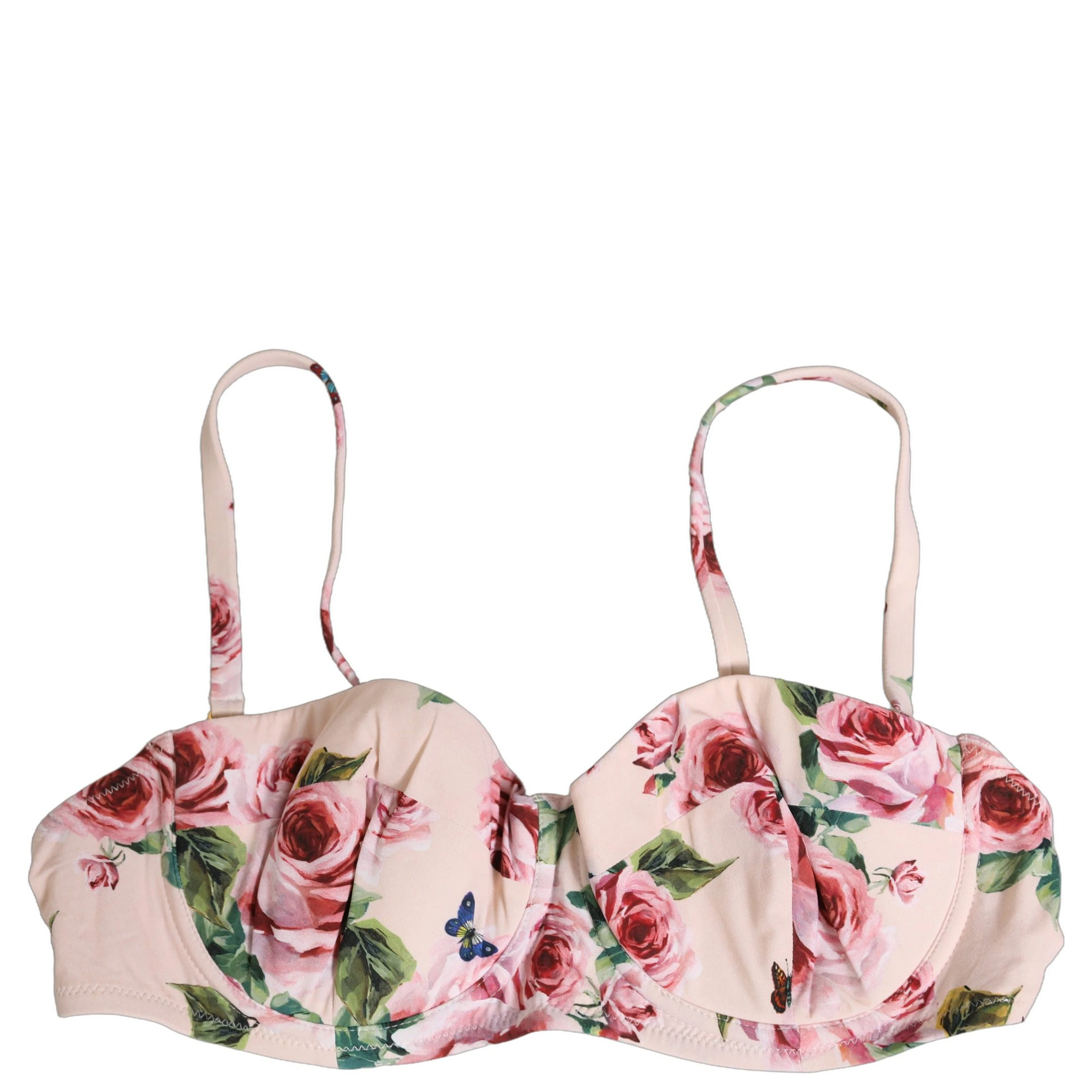 Pink Floral Print Underwire Beachwear Bikini Top