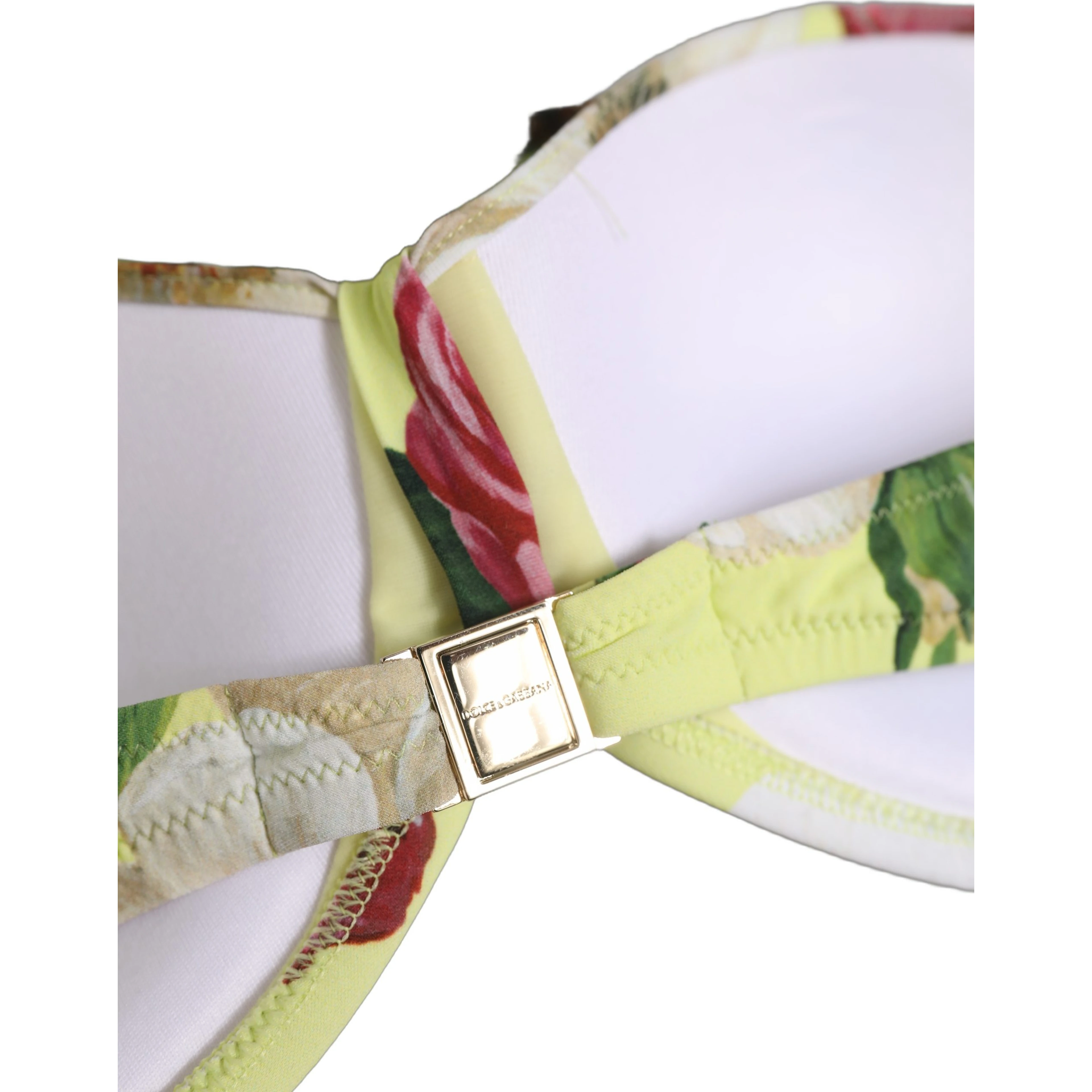 Yellow Floral Halter Nylon Beachwear Bikini Top