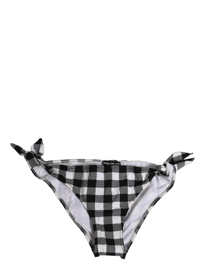 Black White Checkered Beachwear Bikini Bottom
