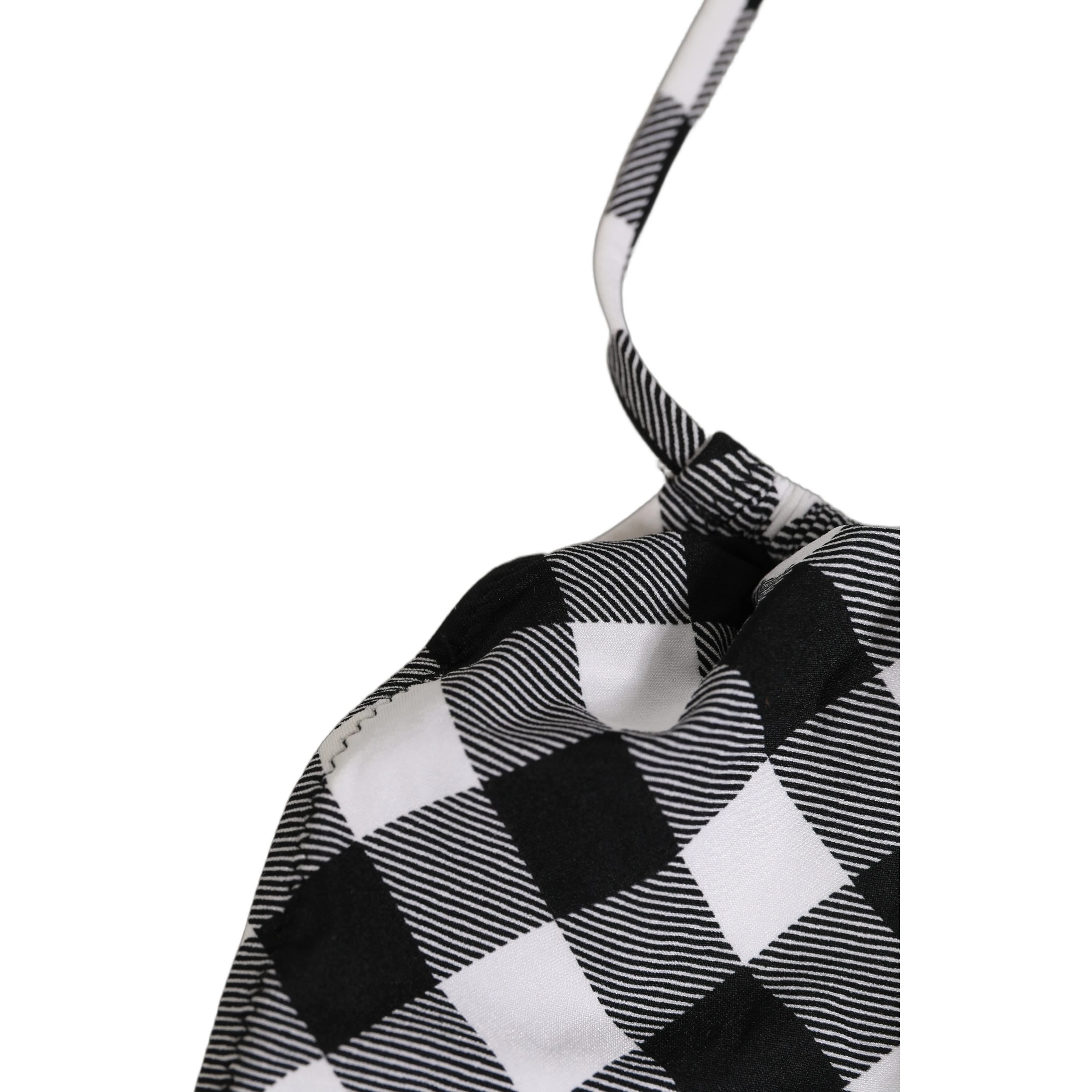 Black White Checkered Halter Beachwear Bikini Top