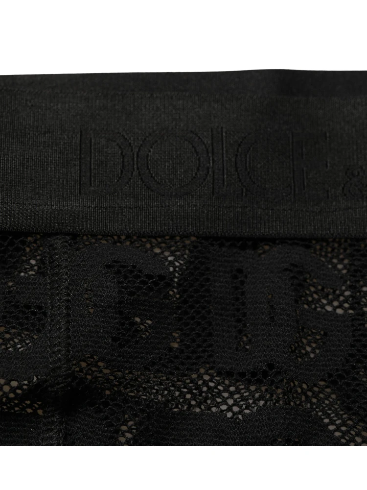 Black All Over Logo Print Sheer Pantyhose Underwear