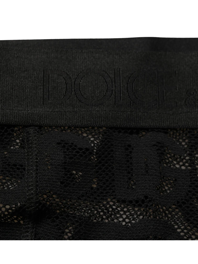Black All Over Logo Print Sheer Pantyhose Underwear