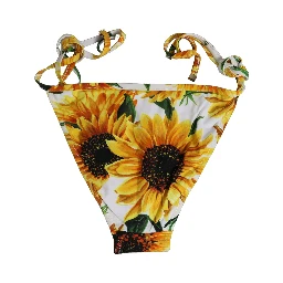 Bottom White Sunflower Nylon Beachwear Bikini