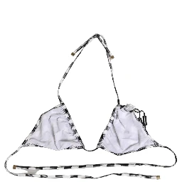Black White Checkered Halter Beachwear Bikini Top