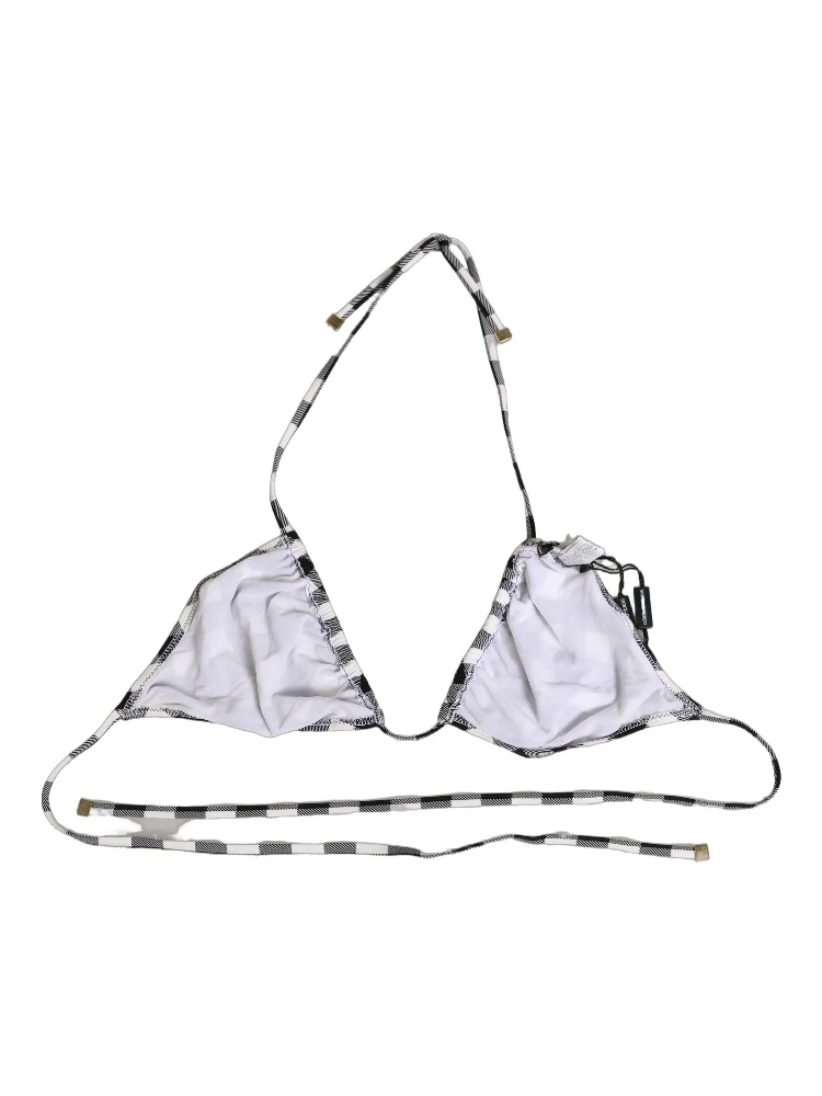 Black White Checkered Halter Beachwear Bikini Top alternative