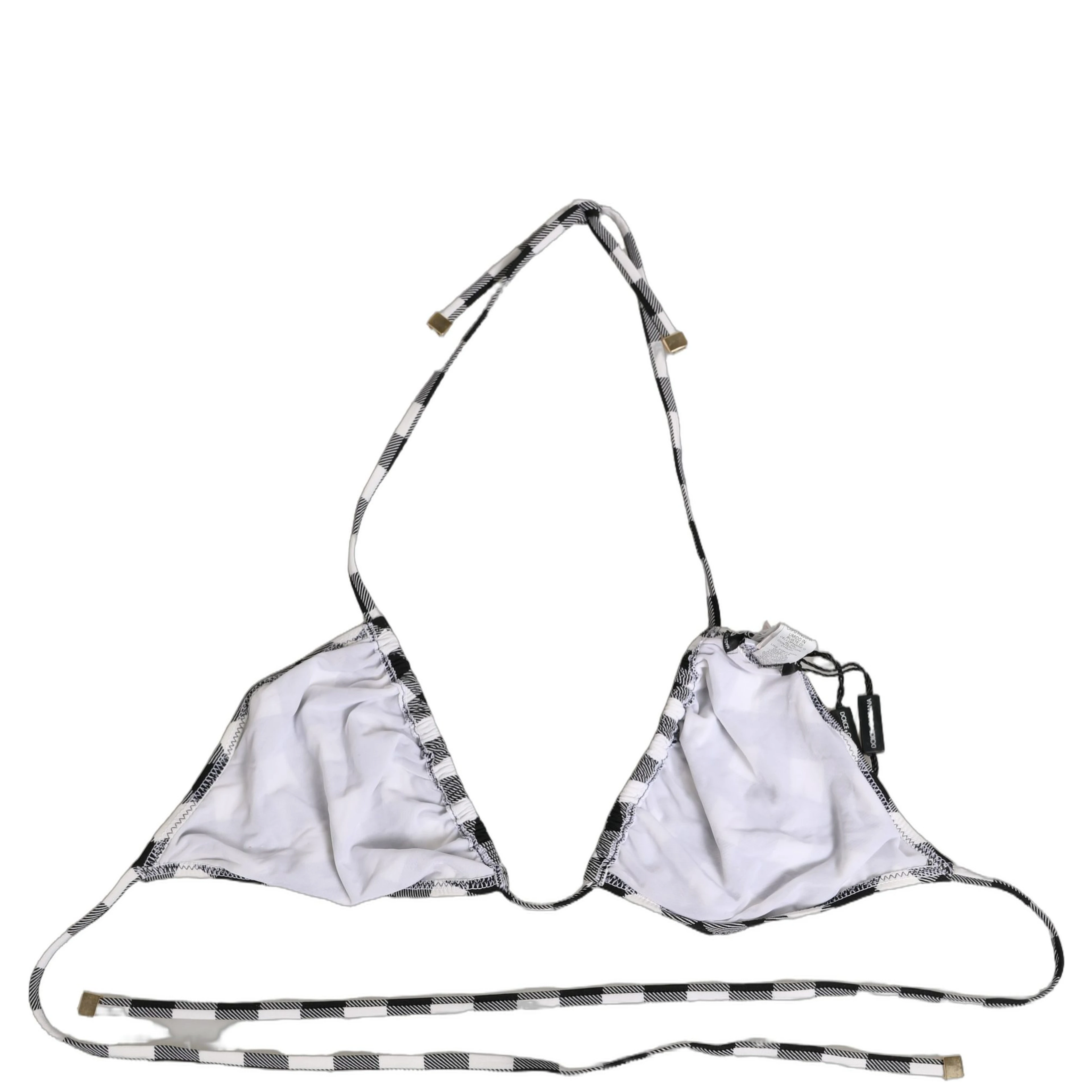 Black White Checkered Halter Beachwear Bikini Top