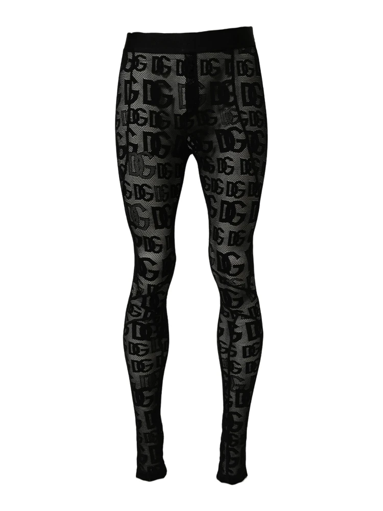 Black All Over Logo Print Sheer Pantyhose Underwear alternative