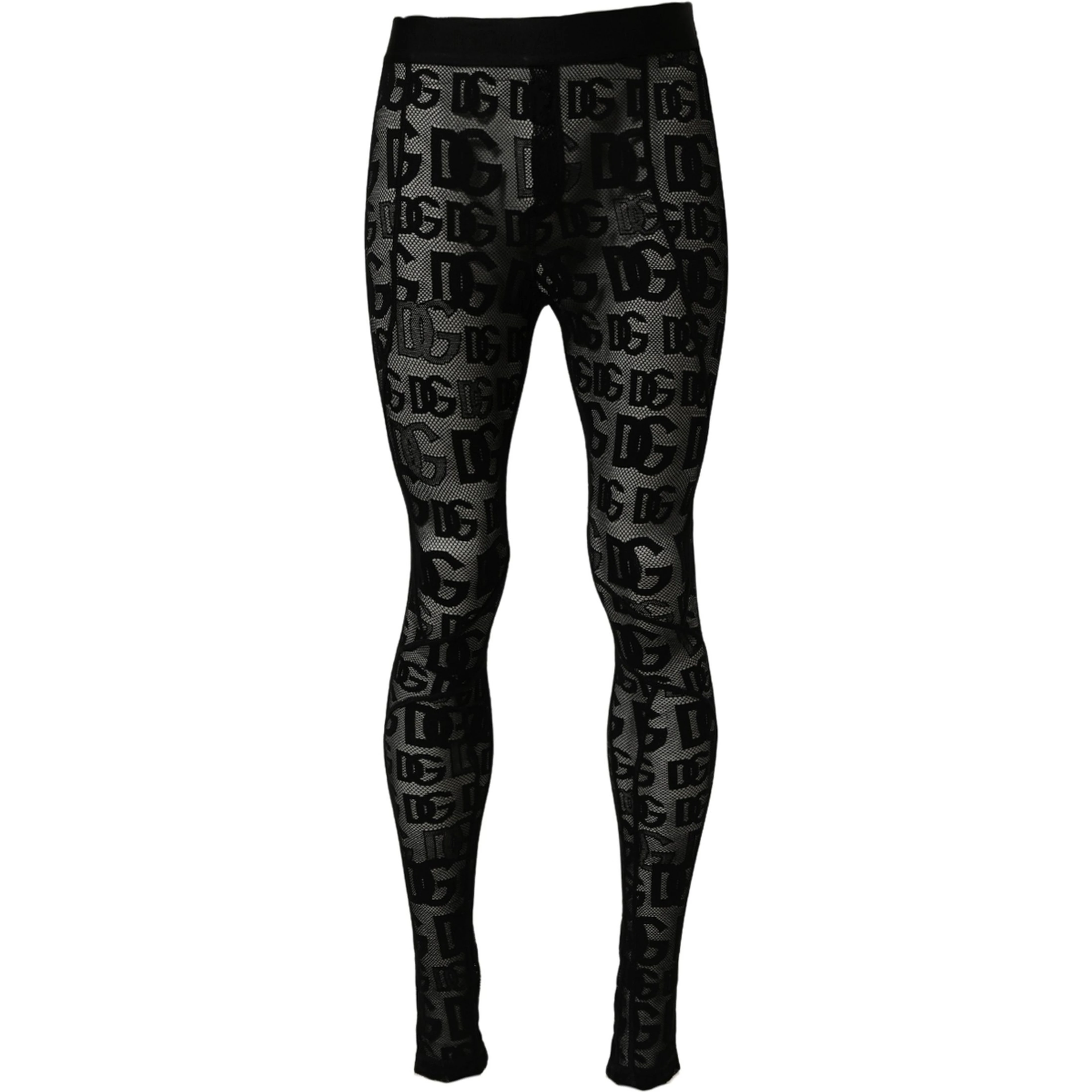 Black All Over Logo Print Sheer Pantyhose Underwear