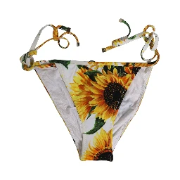Bottom White Sunflower Nylon Beachwear Bikini