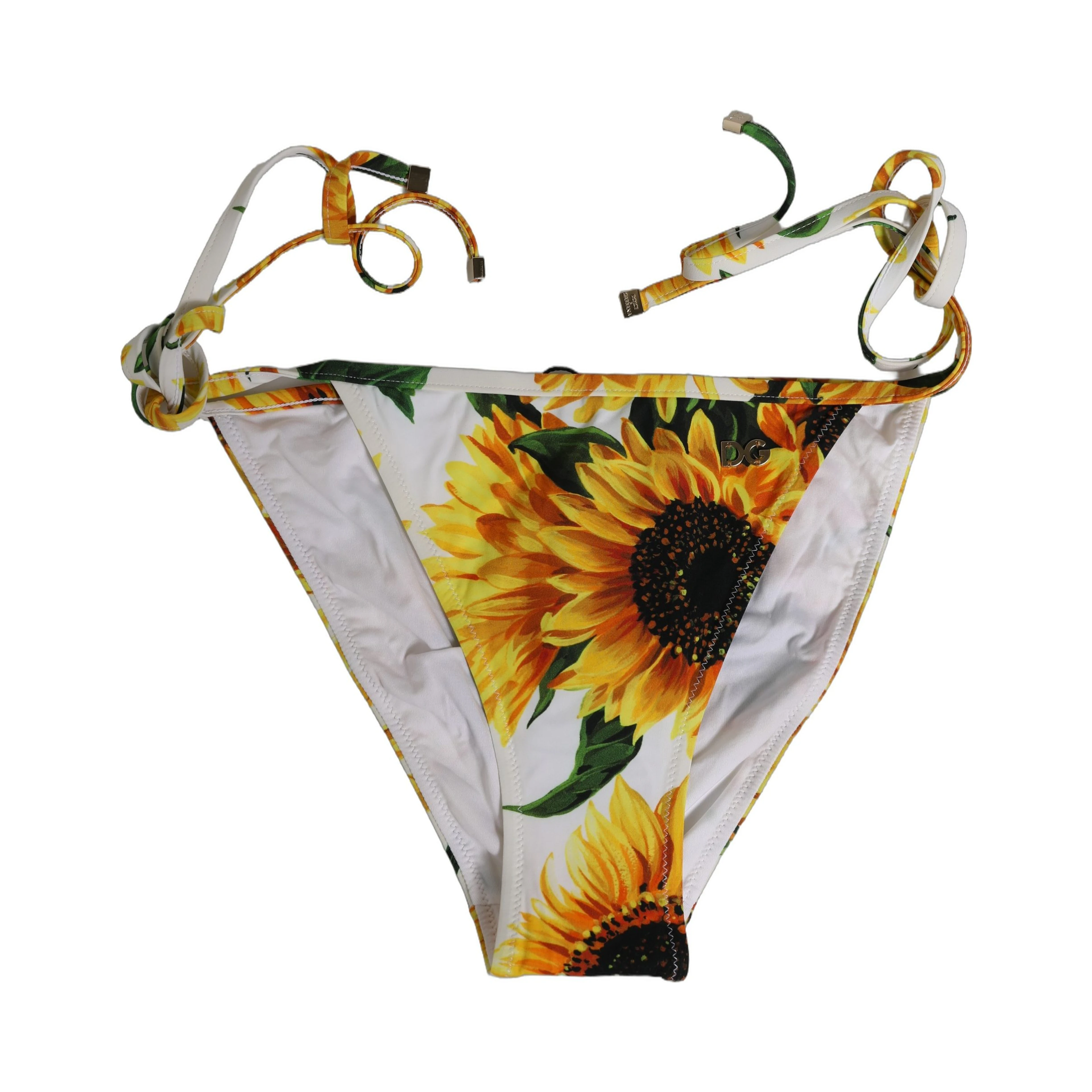 Bottom White Sunflower Nylon Beachwear Bikini