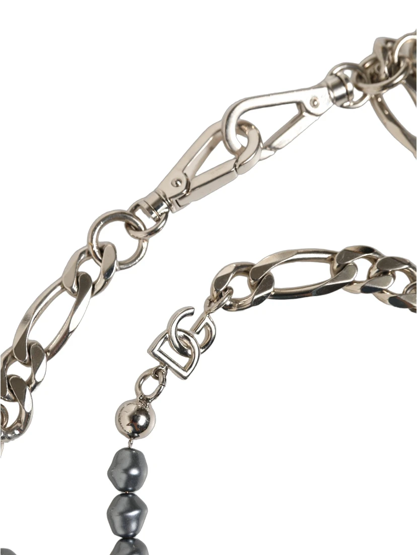 Silver Tone Chain Signature DG Logo Pendant Necklace