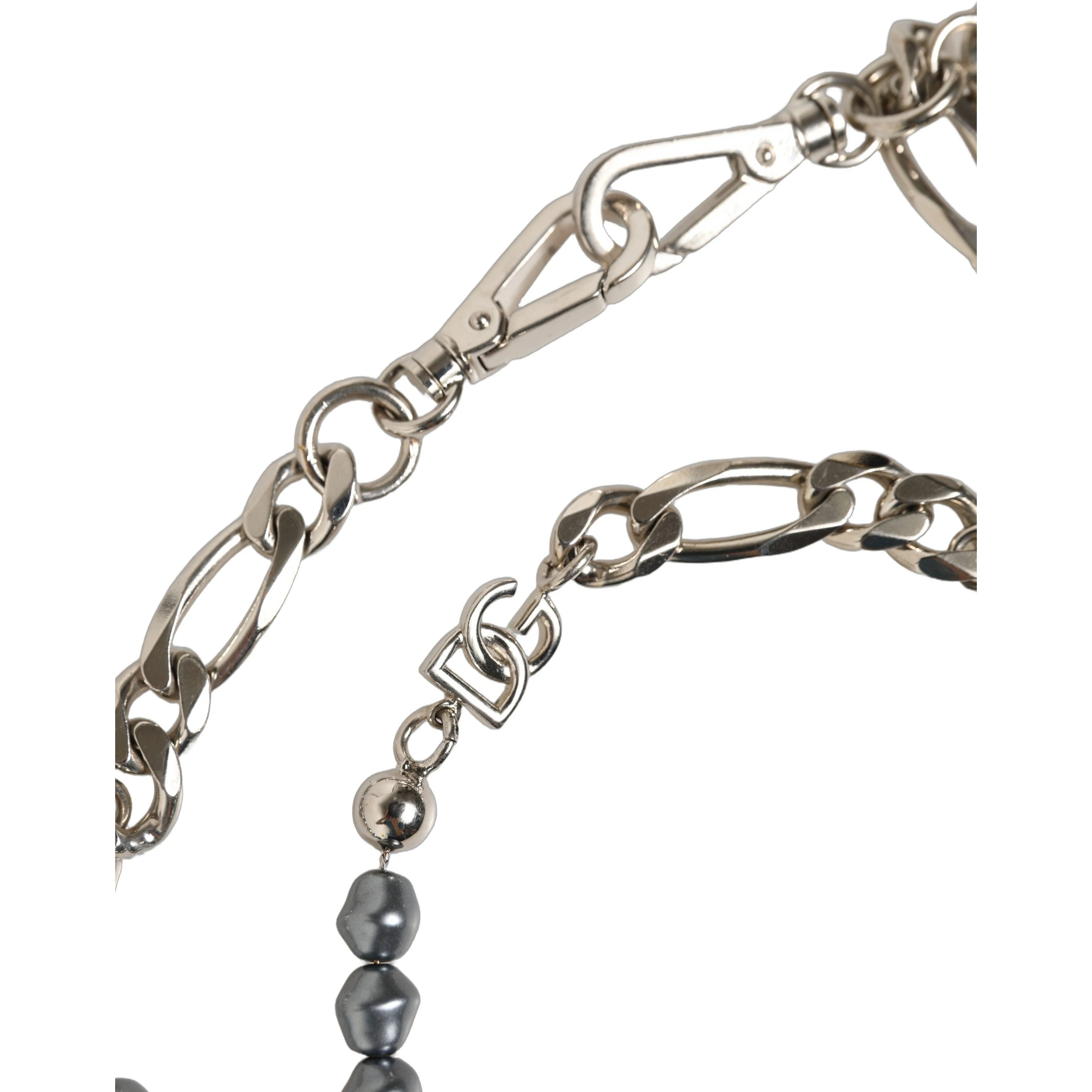 Silver Tone Chain Signature DG Logo Pendant Necklace