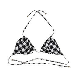 Black White Checkered Halter Beachwear Bikini Top