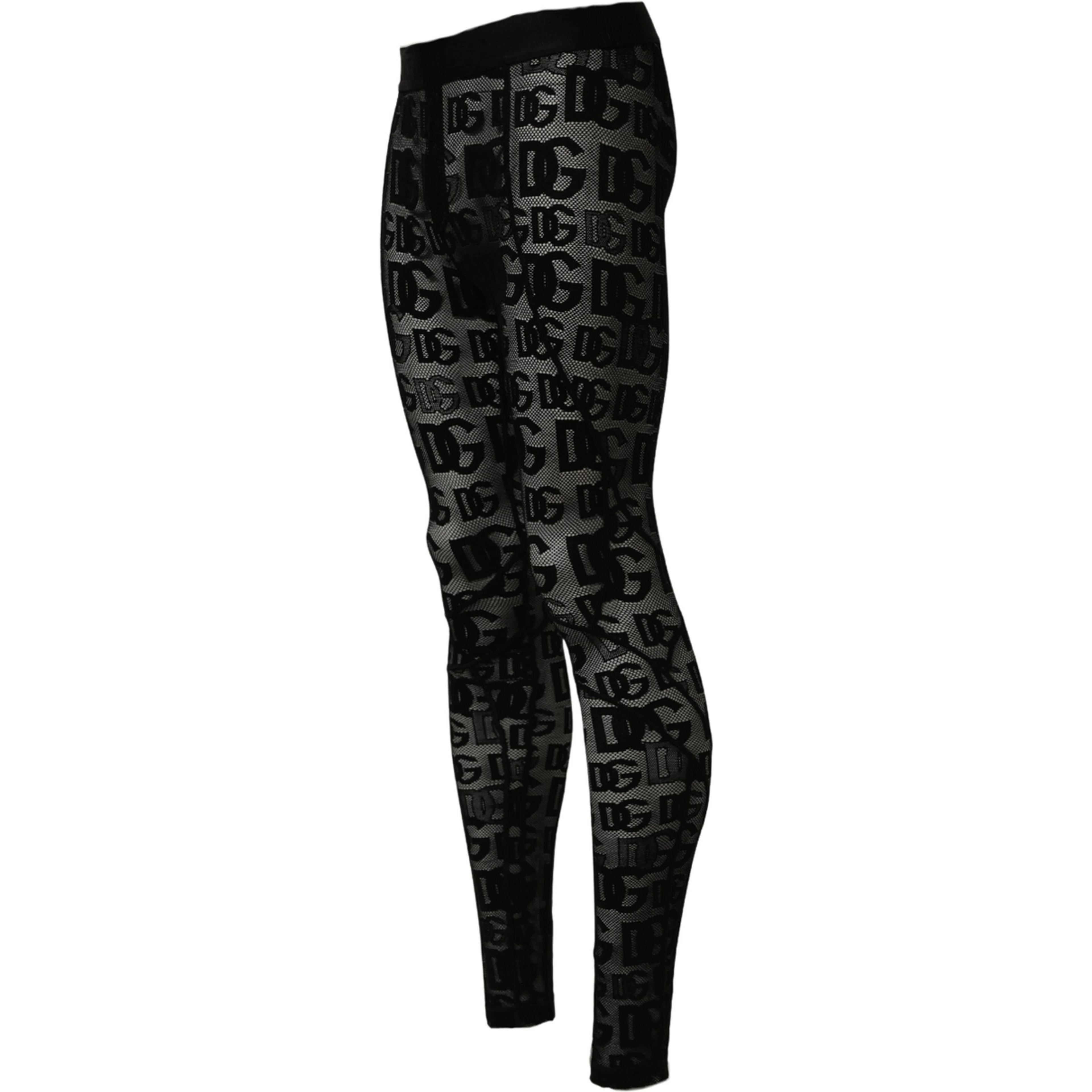 Black All Over Logo Print Sheer Pantyhose Underwear