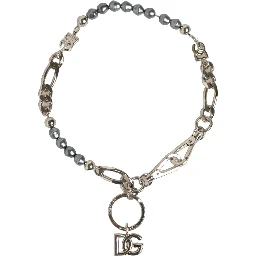 Silver Tone Chain Signature DG Logo Pendant Necklace