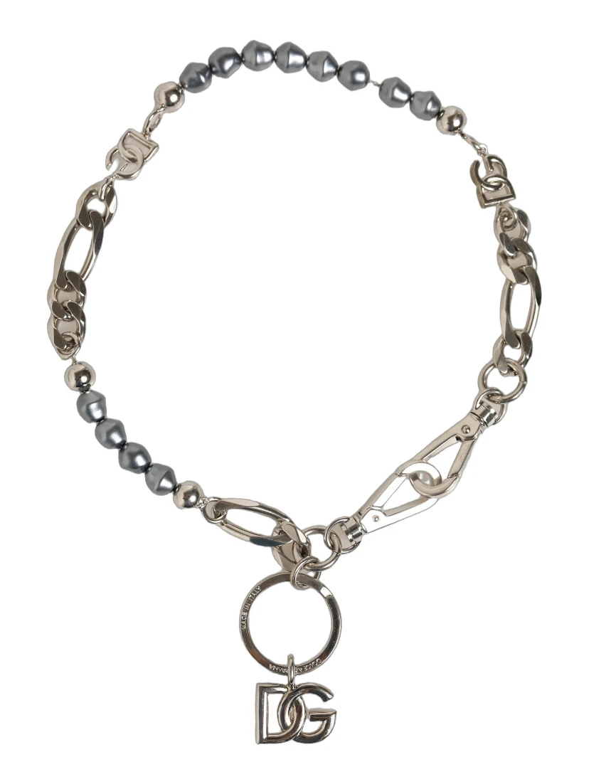Silver Tone Chain Signature DG Logo Pendant Necklace
