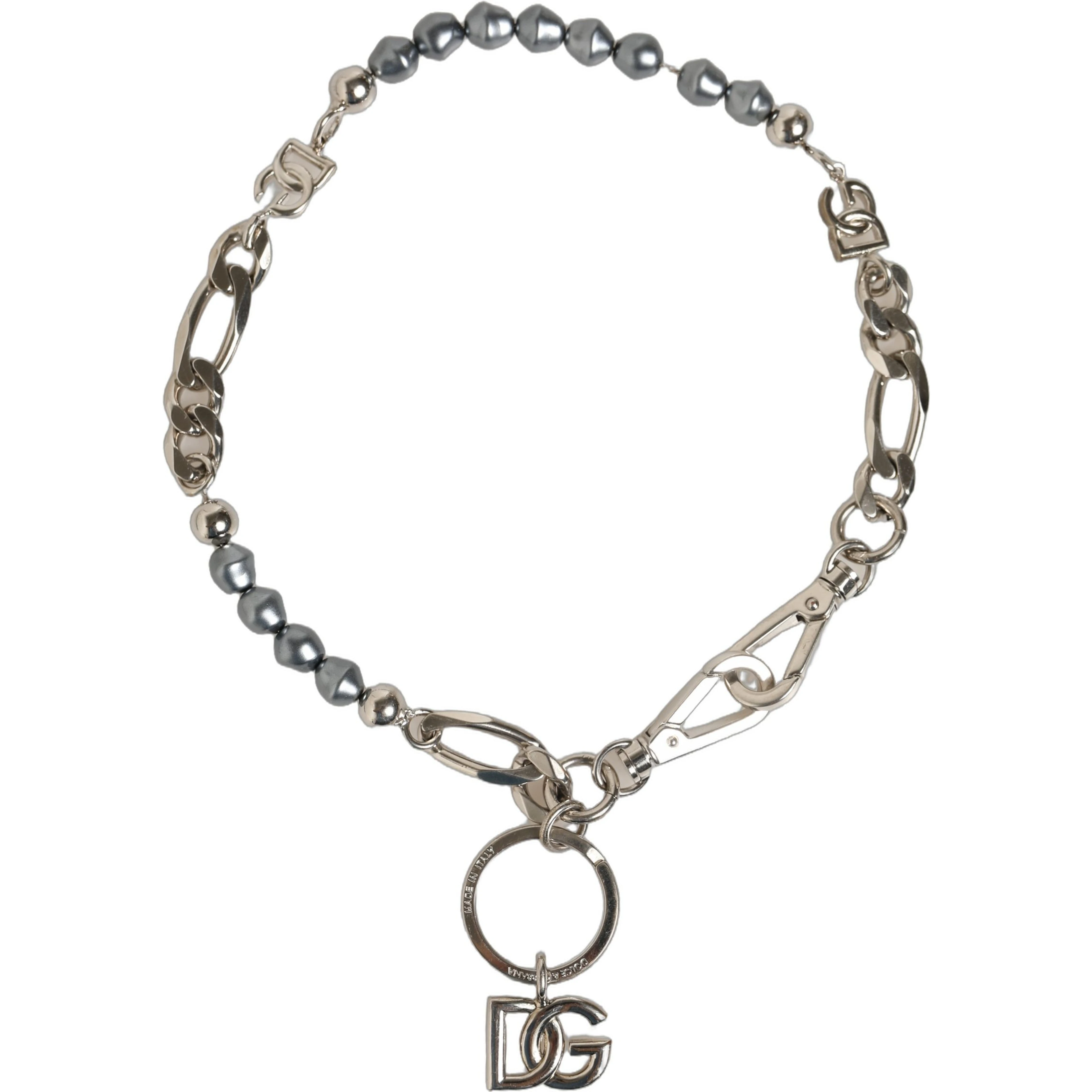 Silver Tone Chain Signature DG Logo Pendant Necklace