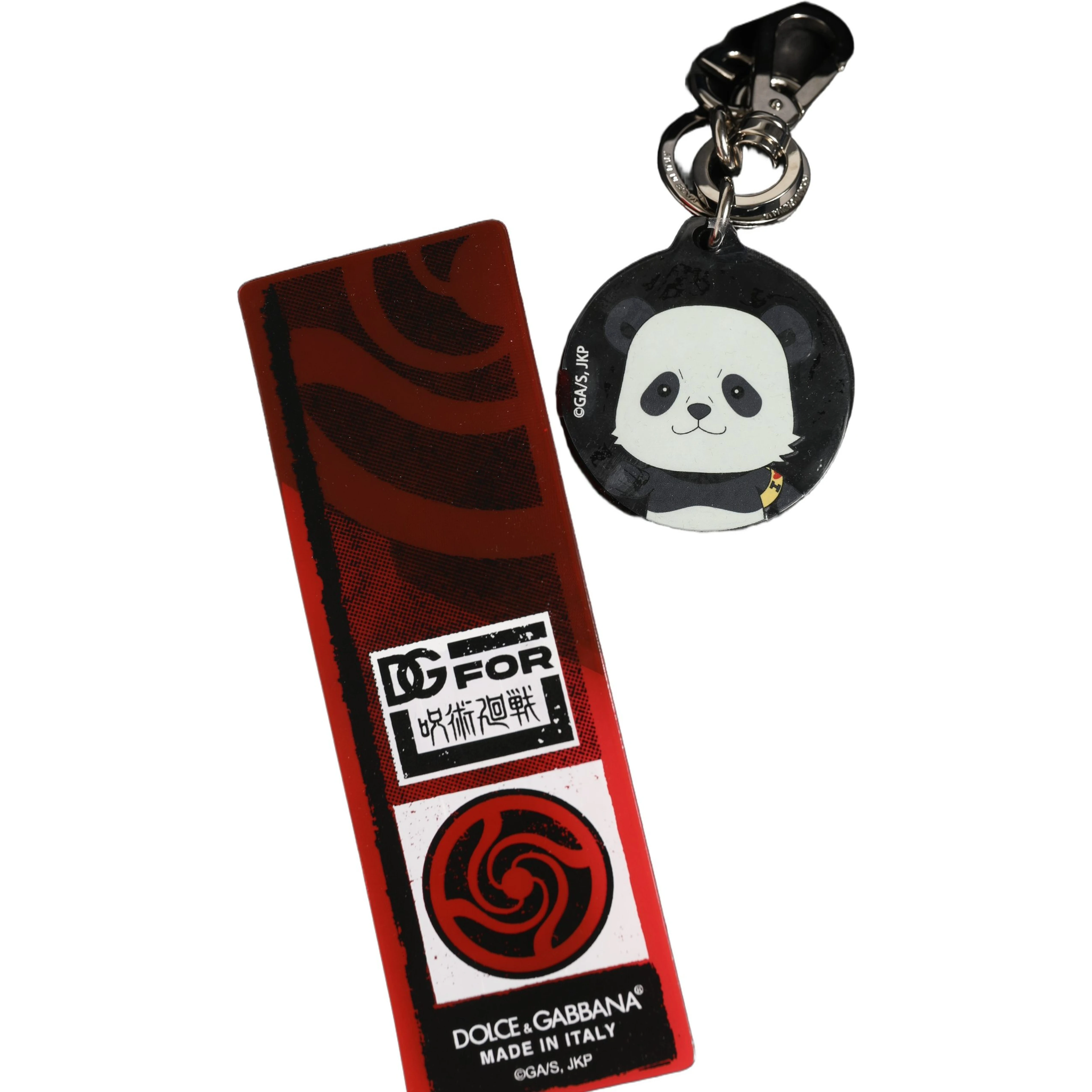 Black Kaisen Panda Chibi Charm Metal Keychain Keyring