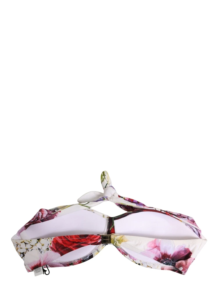 White Floral Print Nylon Beachwear Bikini Top alternative