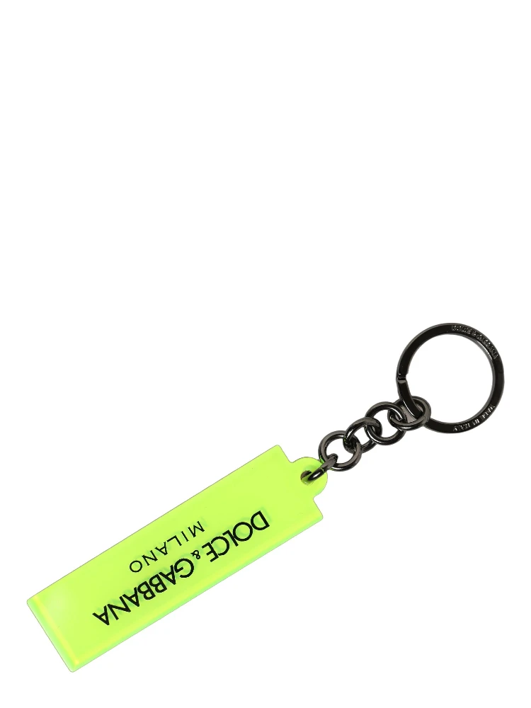 Neon Green Logo Print Charm Metal Keychain Keyring alternative