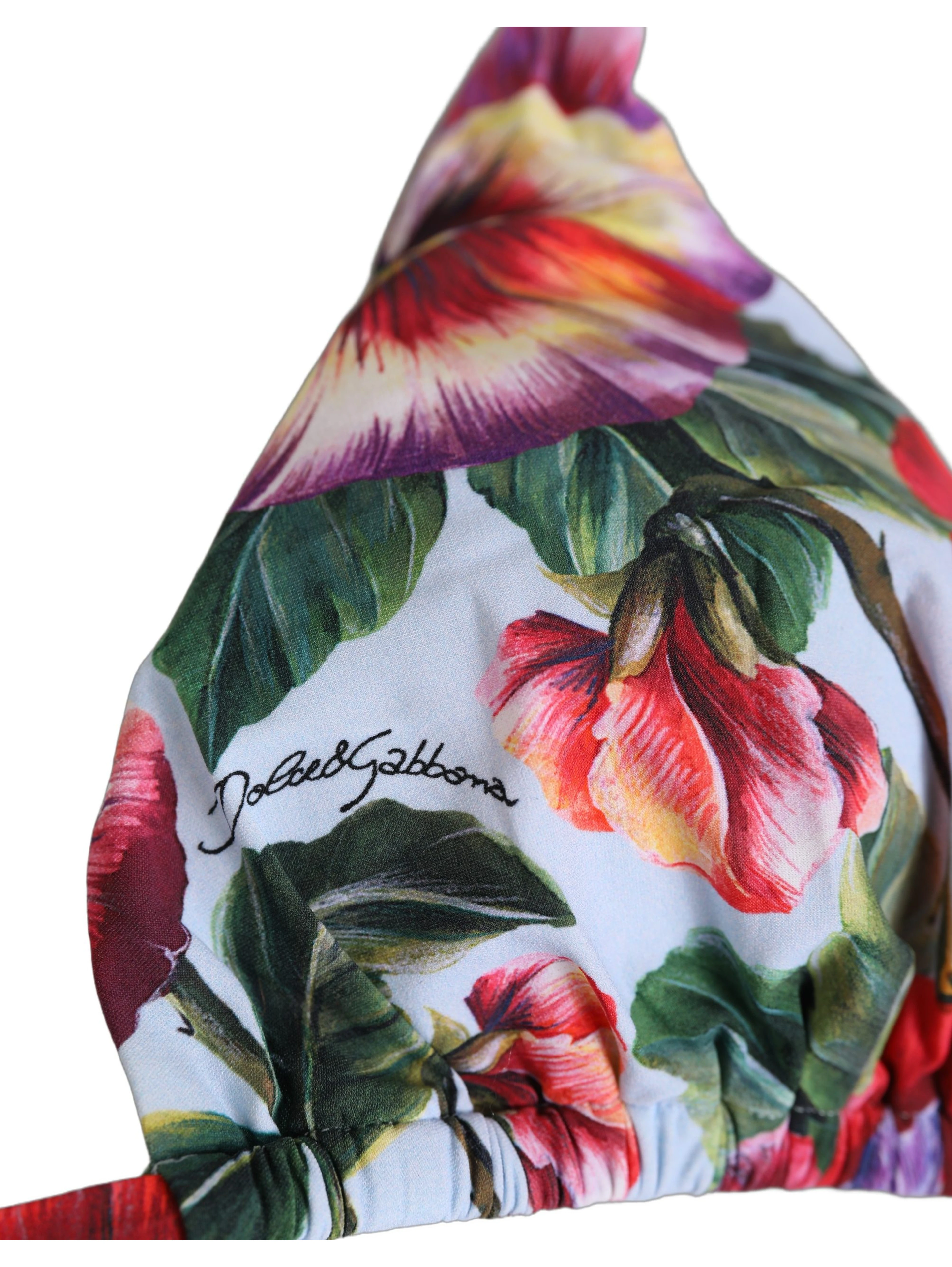Multicolor Floral Triangle Beachwear Bikini Top
