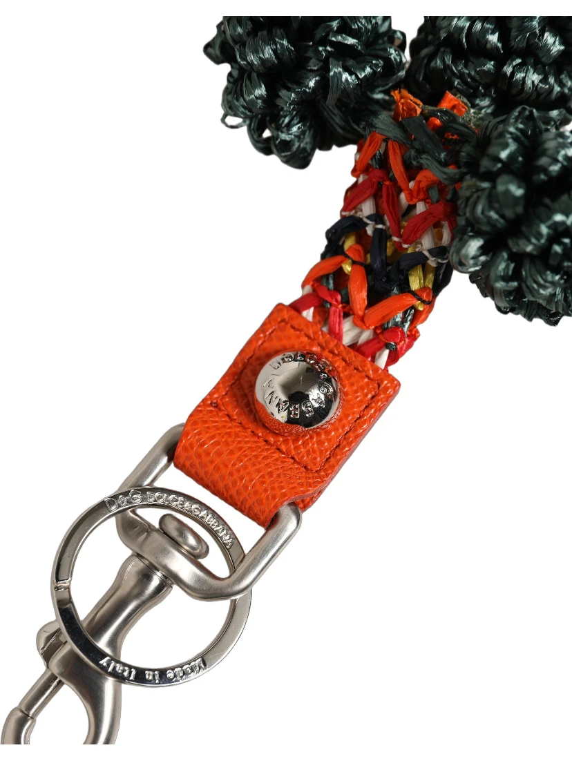 Raffia Leather Clasp Finder Chain Keyring Multicolor