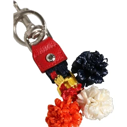 Raffia Leather Clasp Finder Chain Keyring Multicolor
