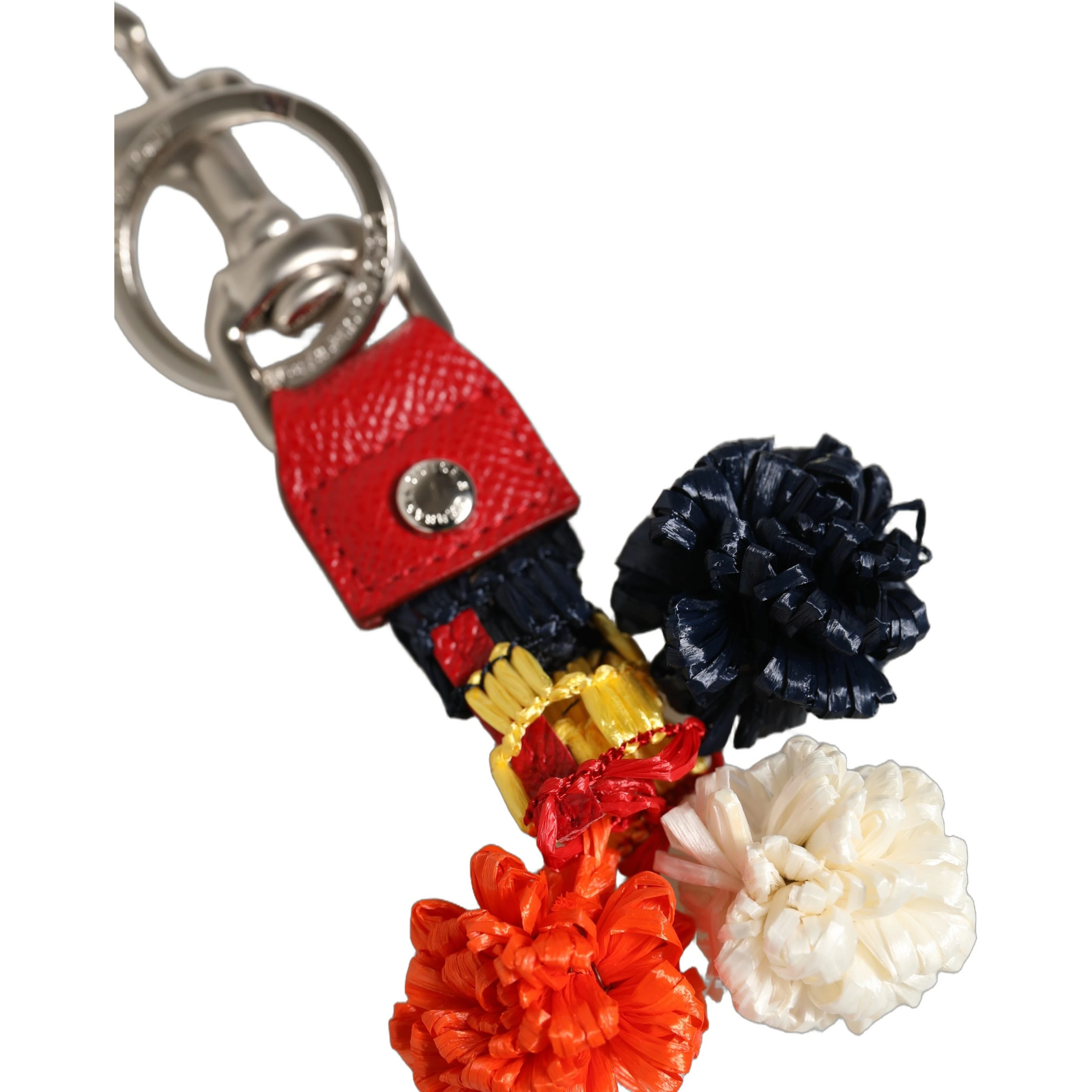 Raffia Leather Clasp Finder Chain Keyring Multicolor