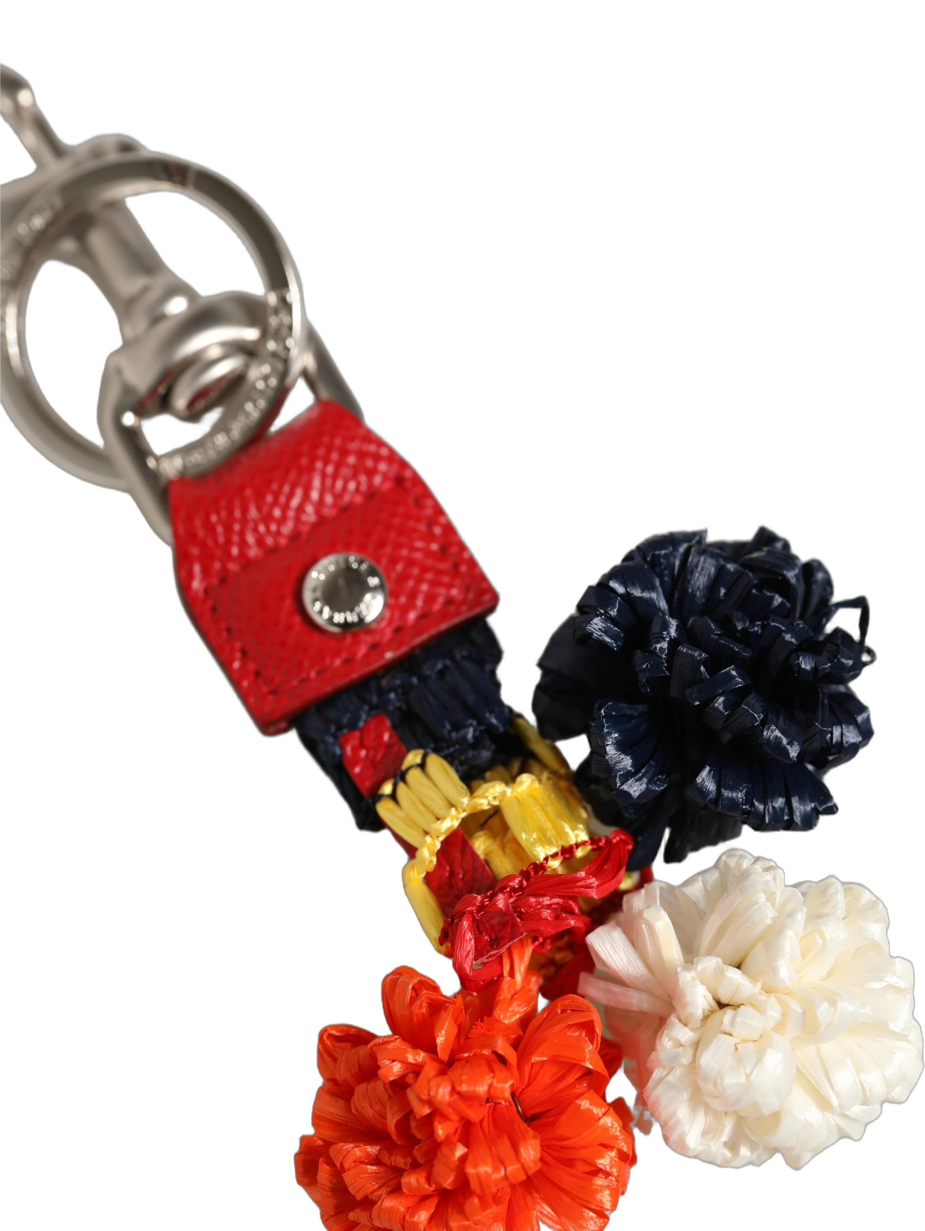 Raffia Leather Clasp Finder Chain Keyring Multicolor