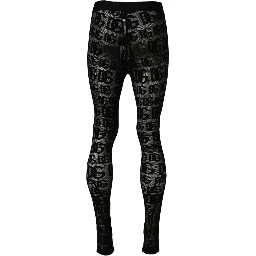 Black All Over Logo Print Sheer Pantyhose Underwear