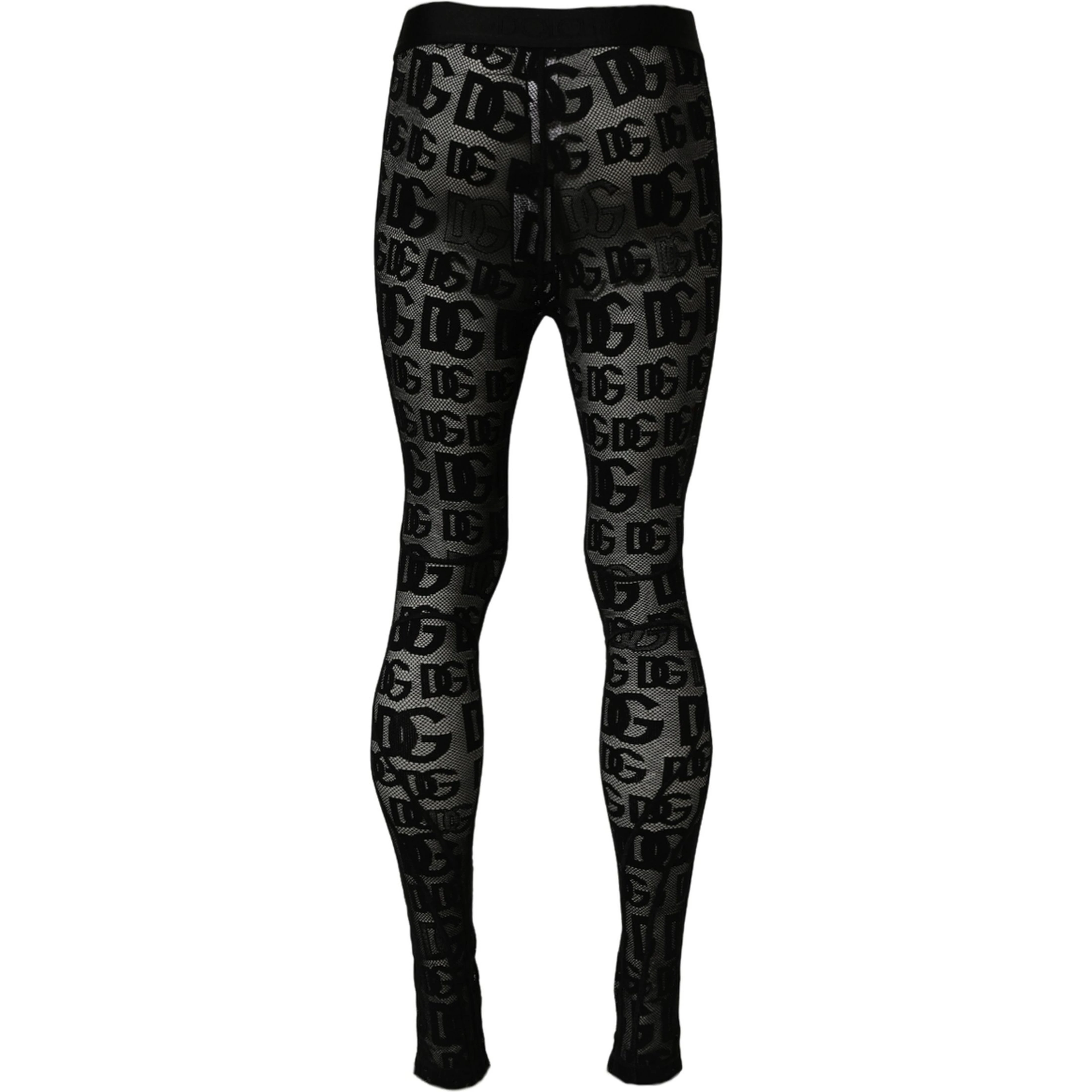 Black All Over Logo Print Sheer Pantyhose Underwear