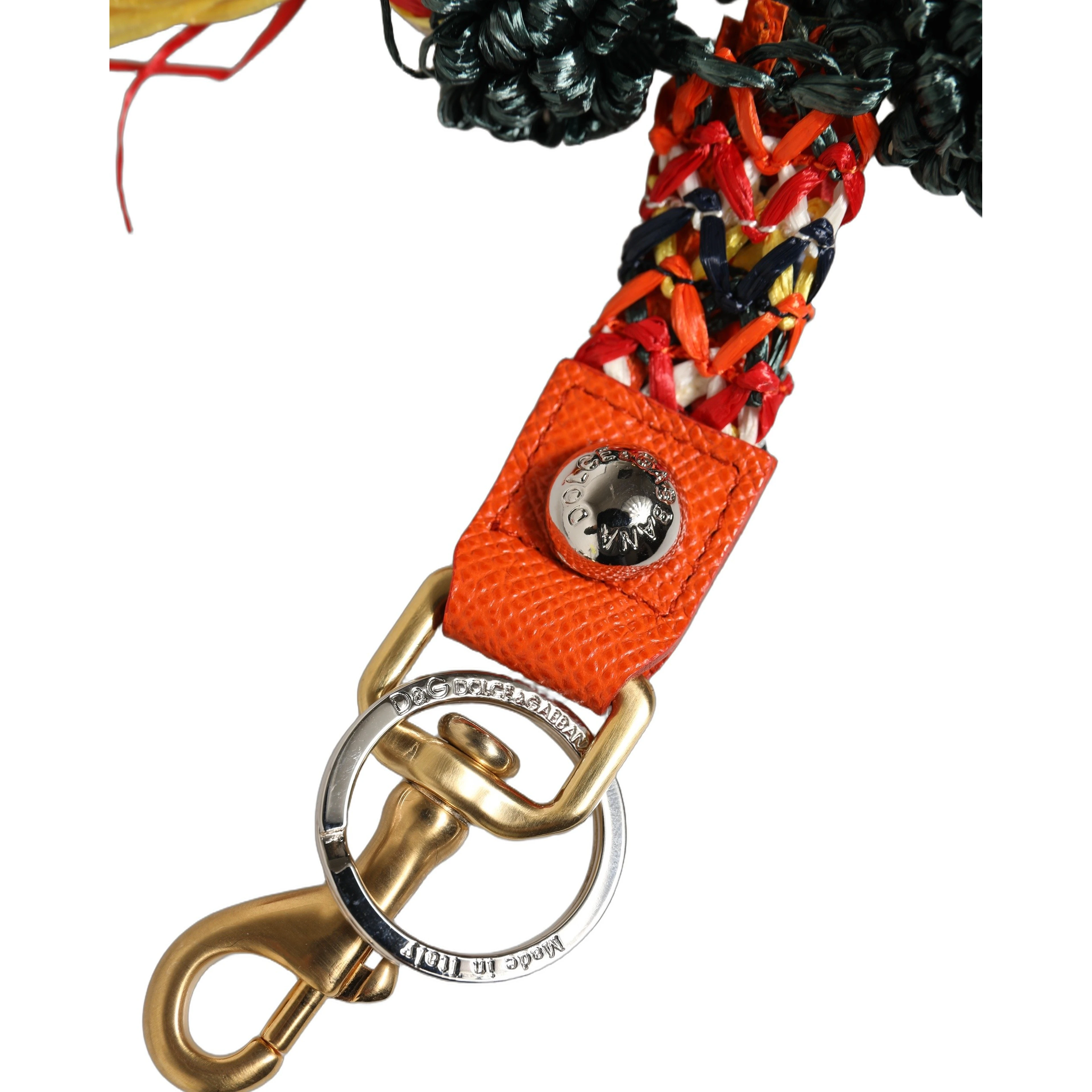 Raffia Leather Clasp Finder Chain Keyring Multicolor