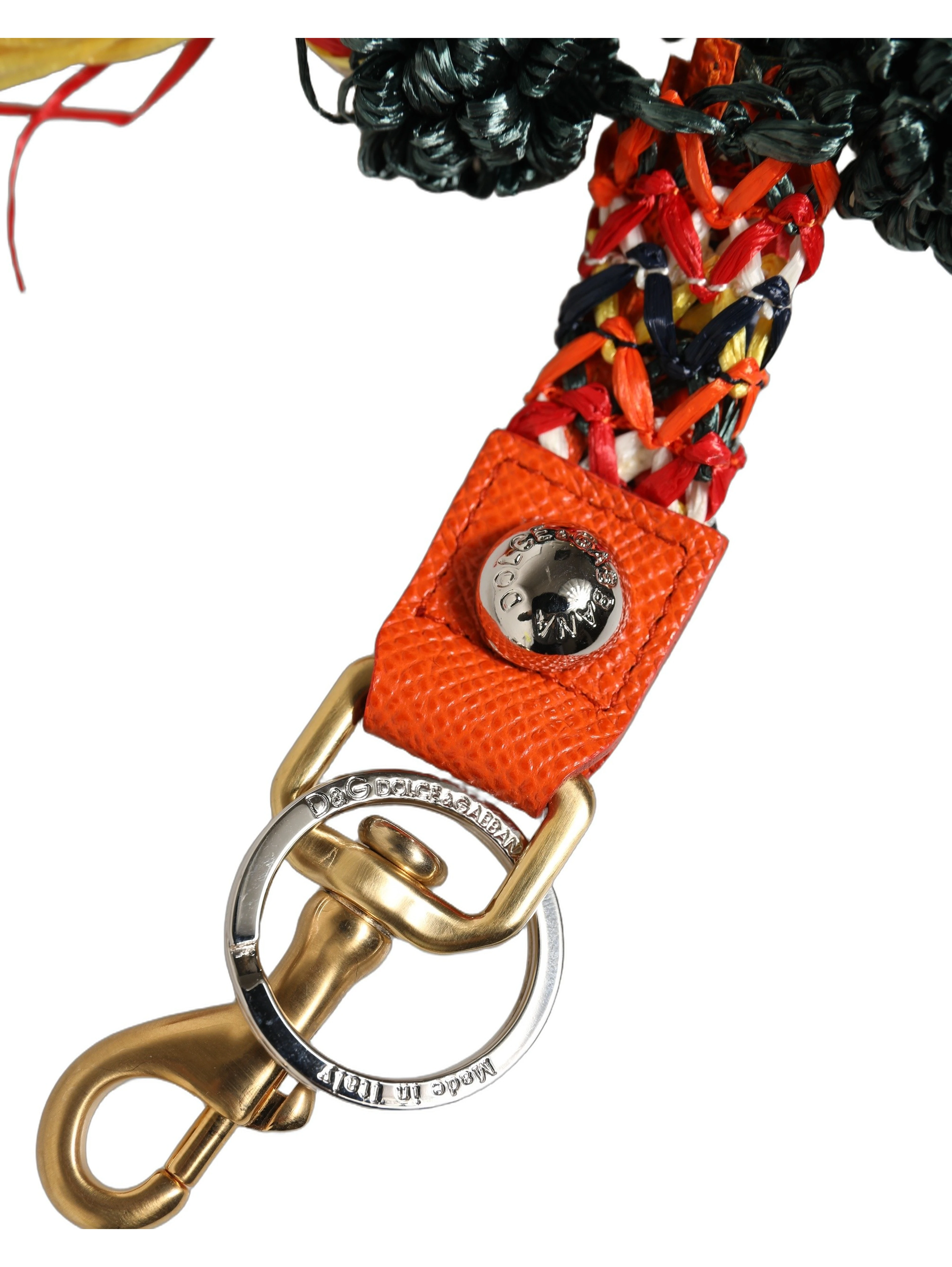 Raffia Leather Clasp Finder Chain Keyring Multicolor