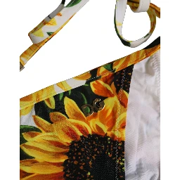 Bottom White Sunflower Nylon Beachwear Bikini