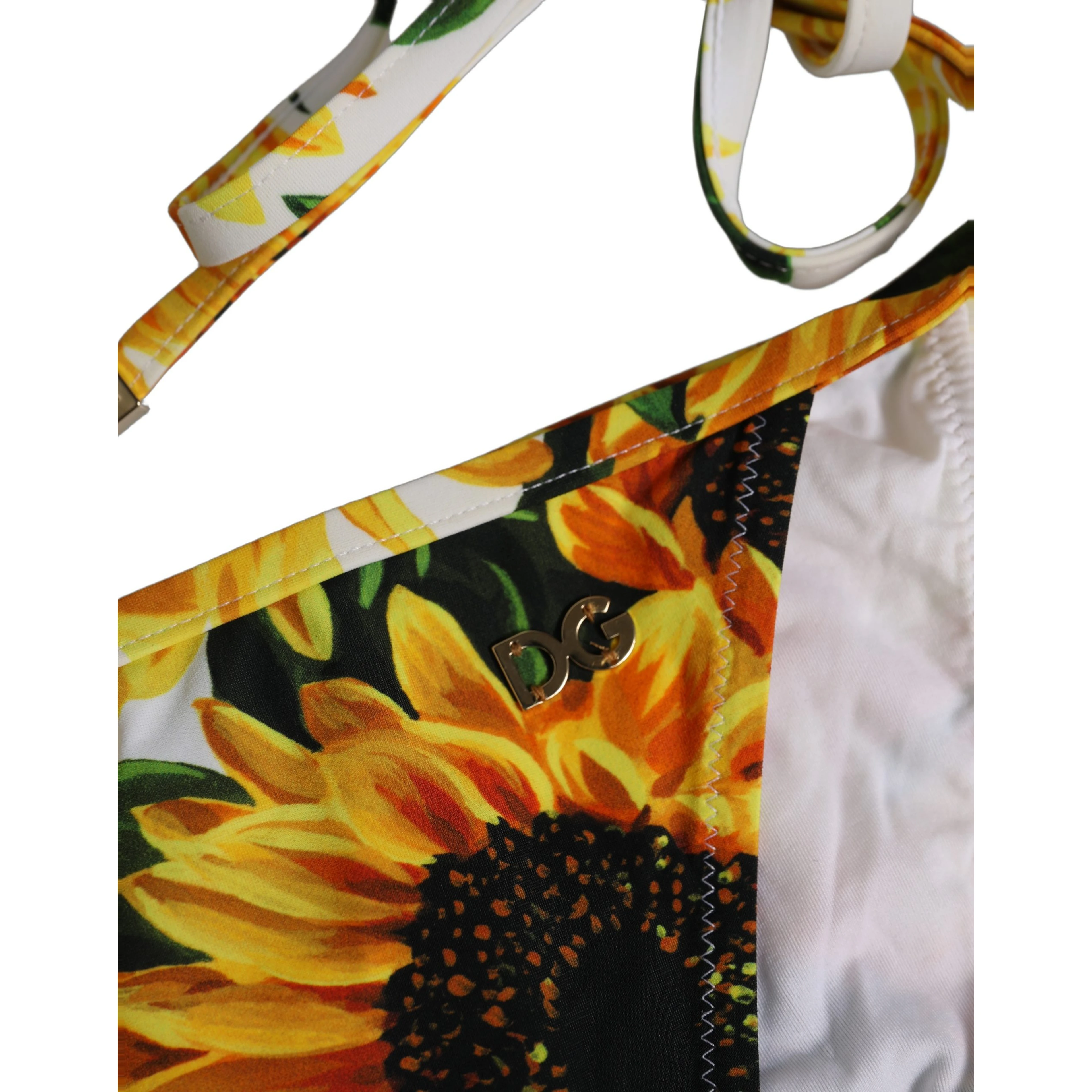 Bottom White Sunflower Nylon Beachwear Bikini