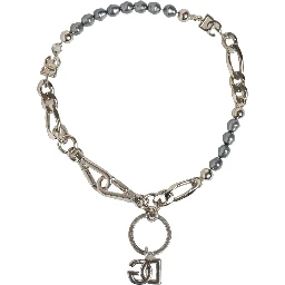 Silver Tone Chain Signature DG Logo Pendant Necklace