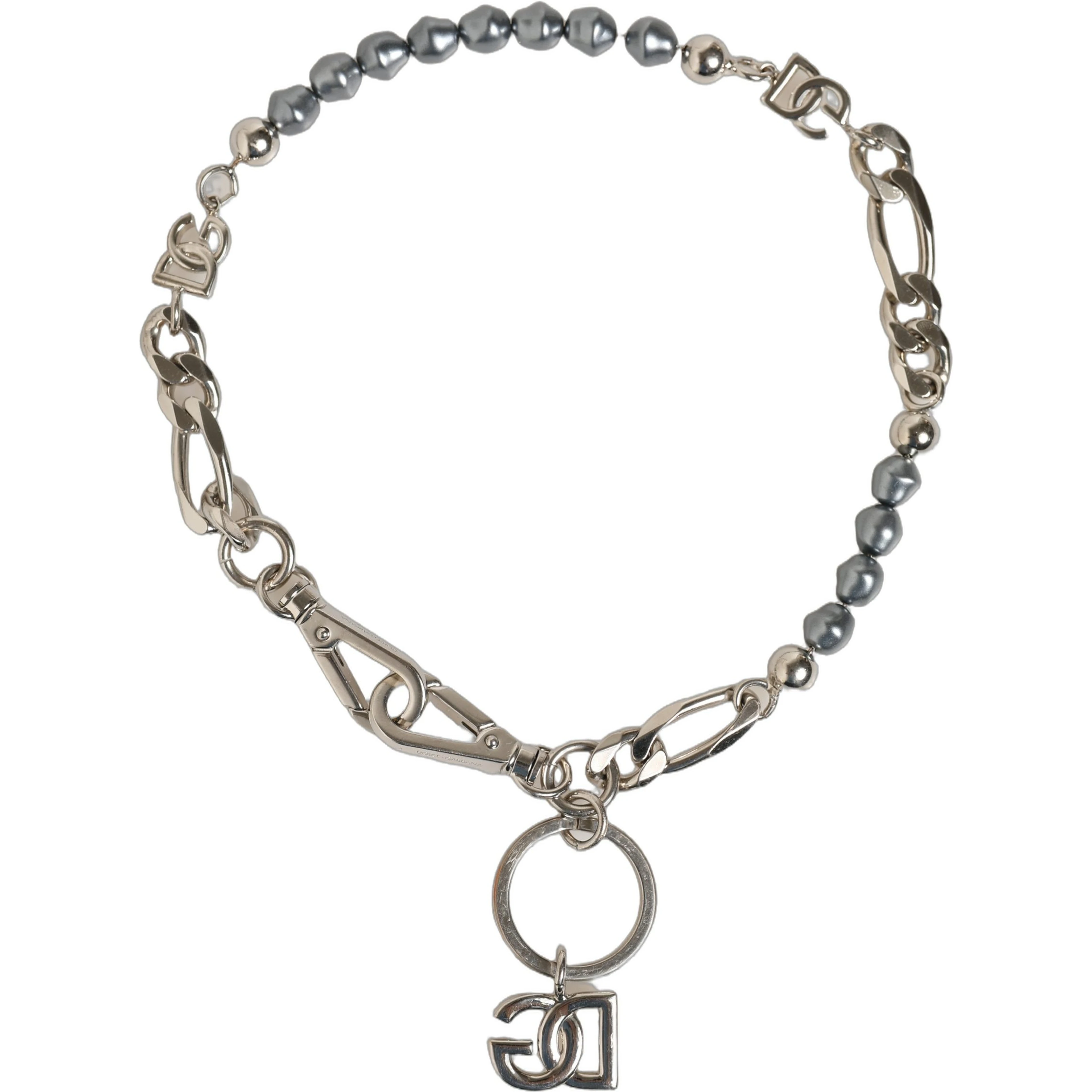 Silver Tone Chain Signature DG Logo Pendant Necklace