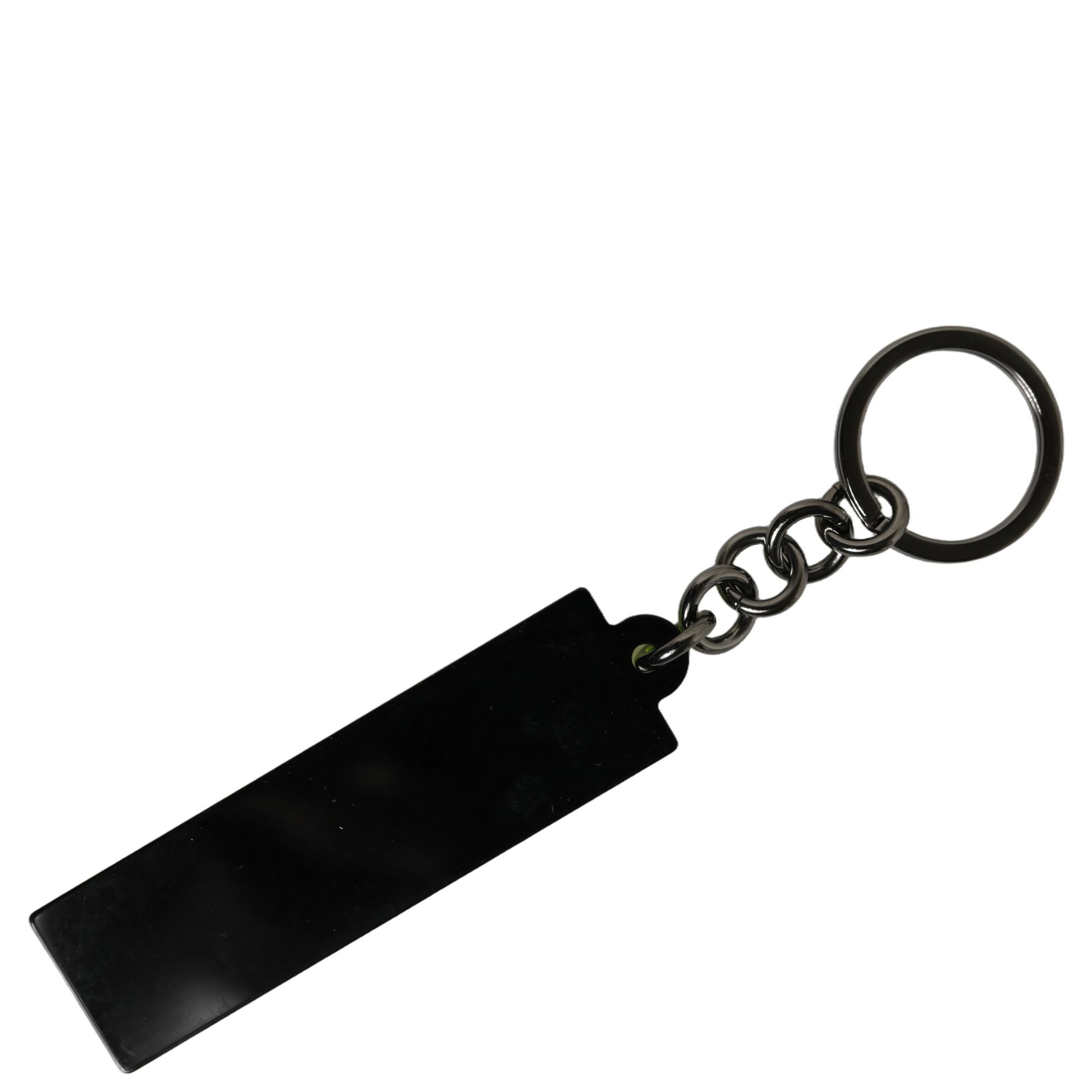 Neon Green Logo Print Charm Metal Keychain Keyring