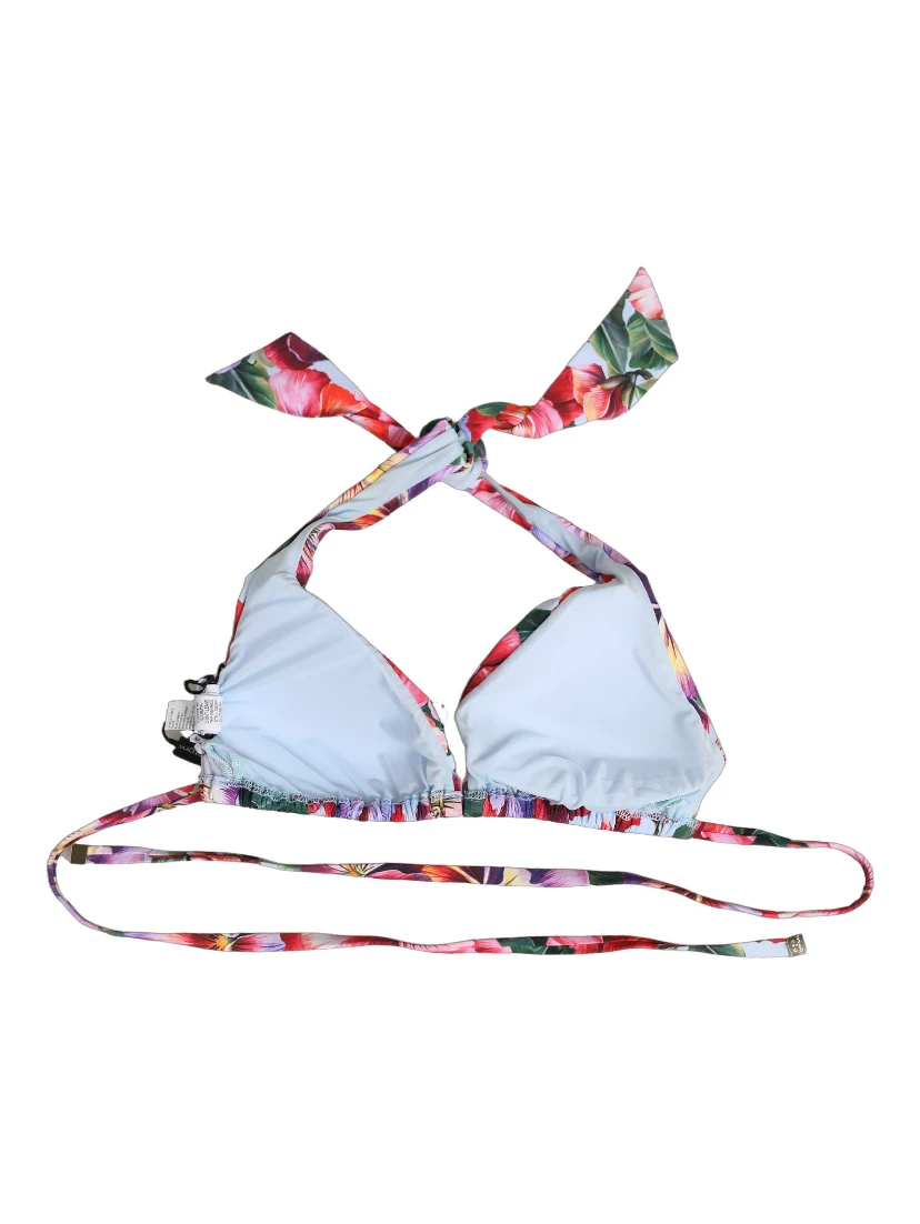 Multicolor Floral Triangle Beachwear Bikini Top