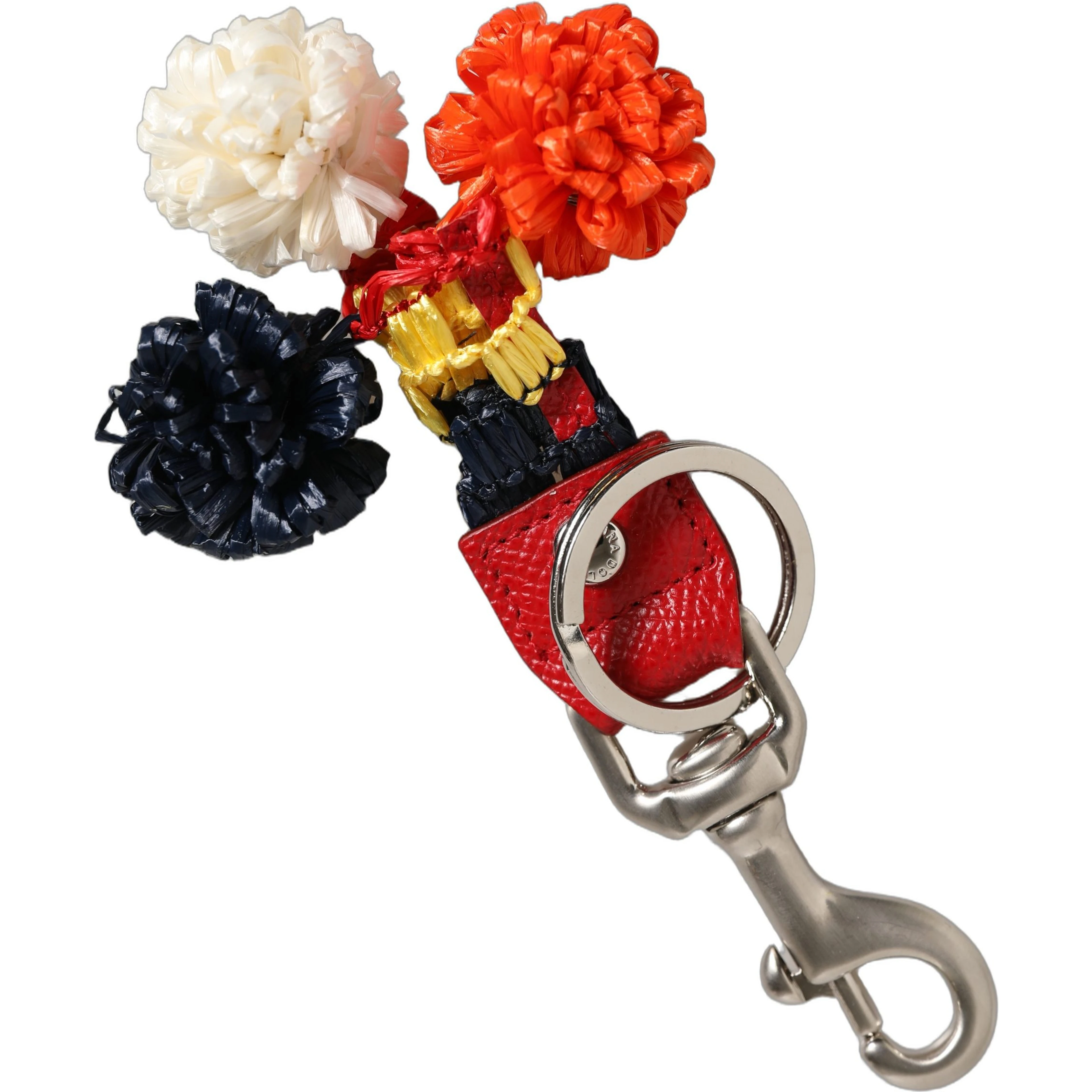 Raffia Leather Clasp Finder Chain Keyring Multicolor