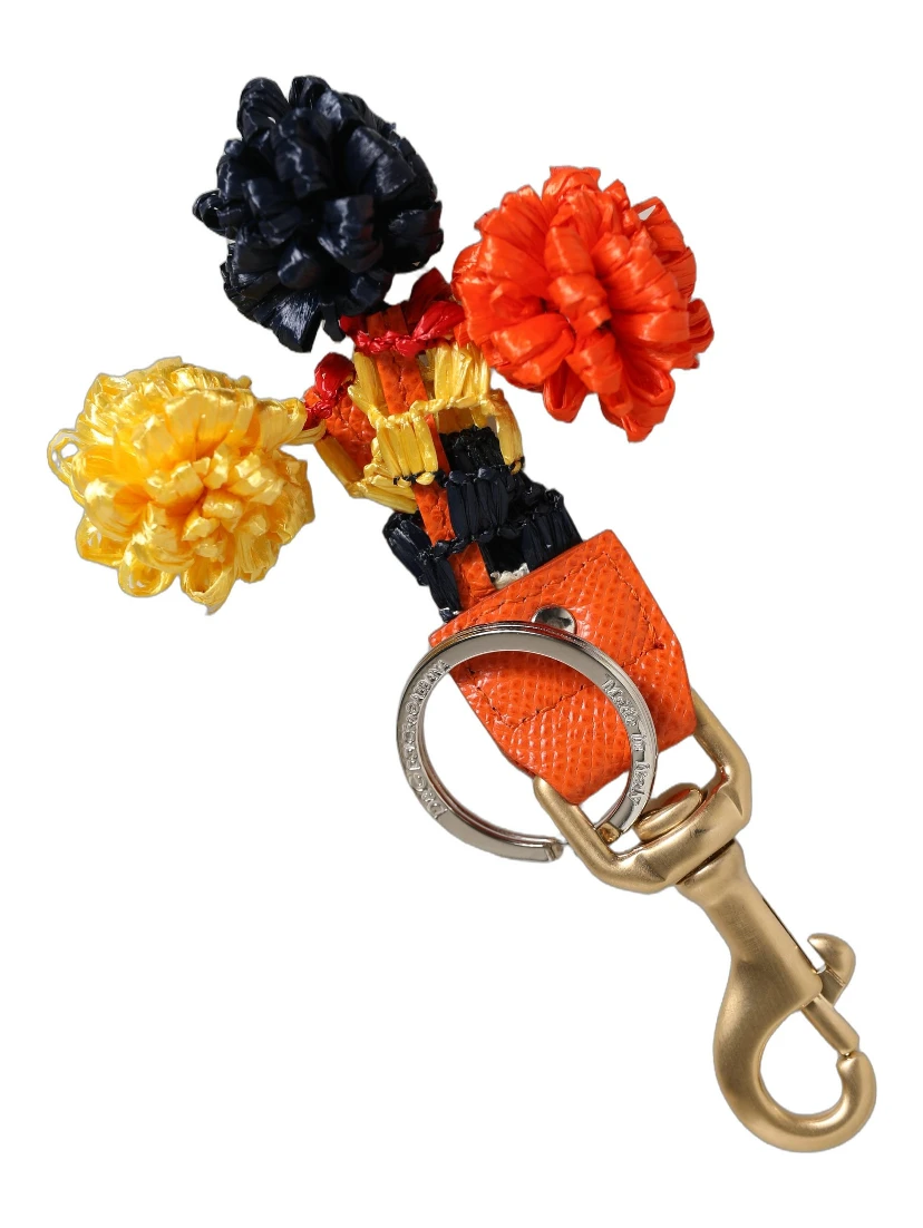 Raffia Leather Clasp Finder Chain Keyring Multicolor
