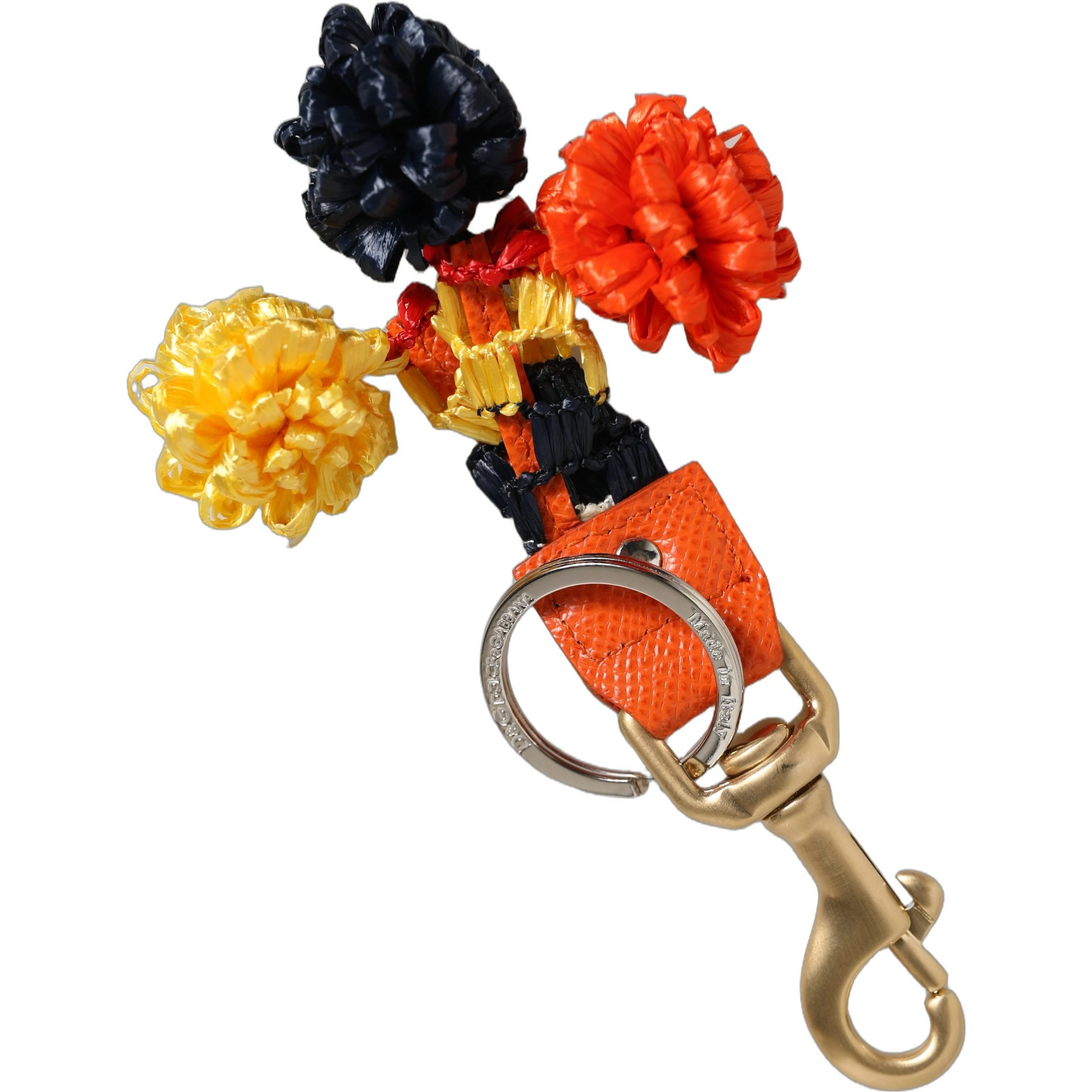 Raffia Leather Clasp Finder Chain Keyring Multicolor
