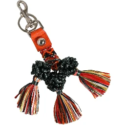 Raffia Leather Clasp Finder Chain Keyring Multicolor