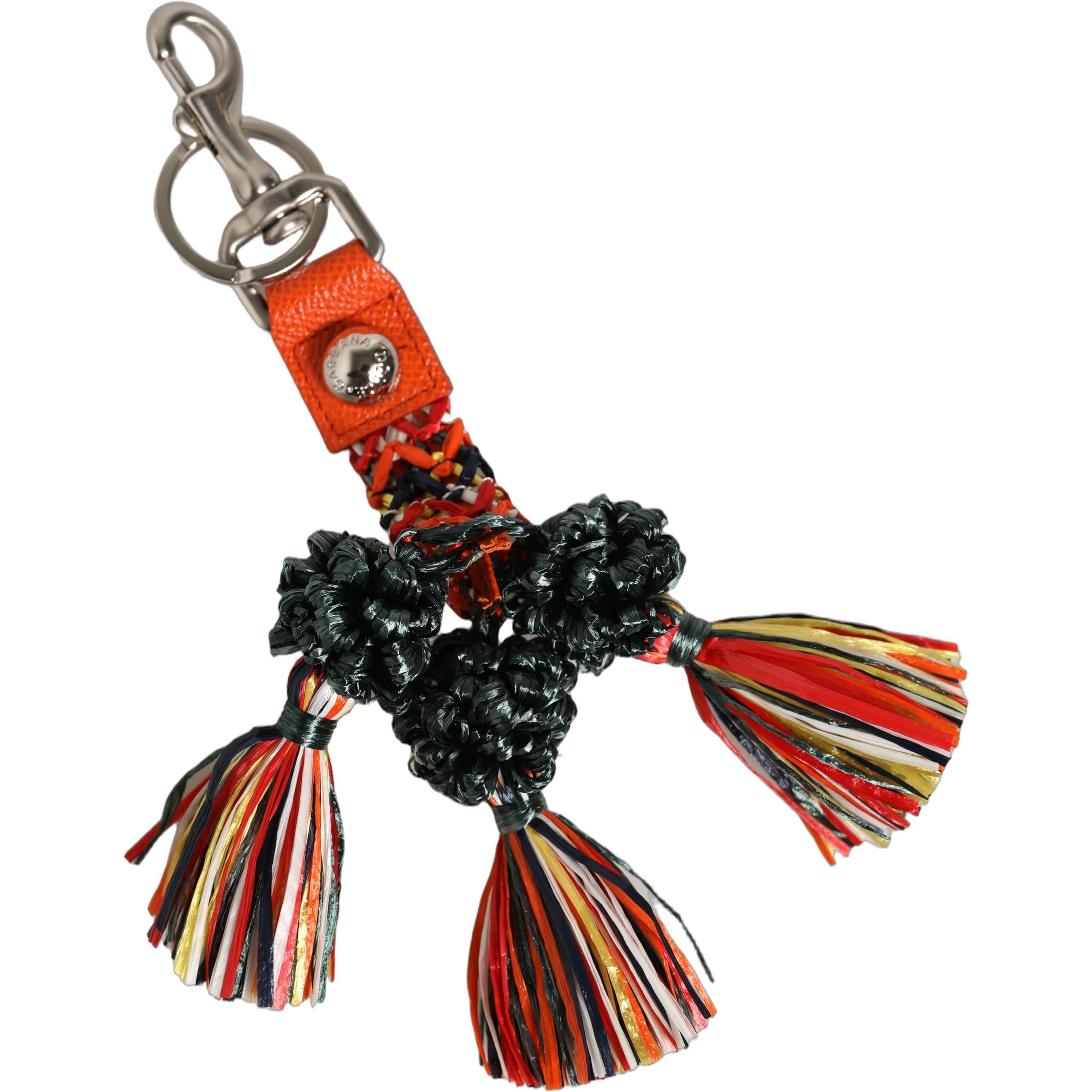 Raffia Leather Clasp Finder Chain Keyring Multicolor