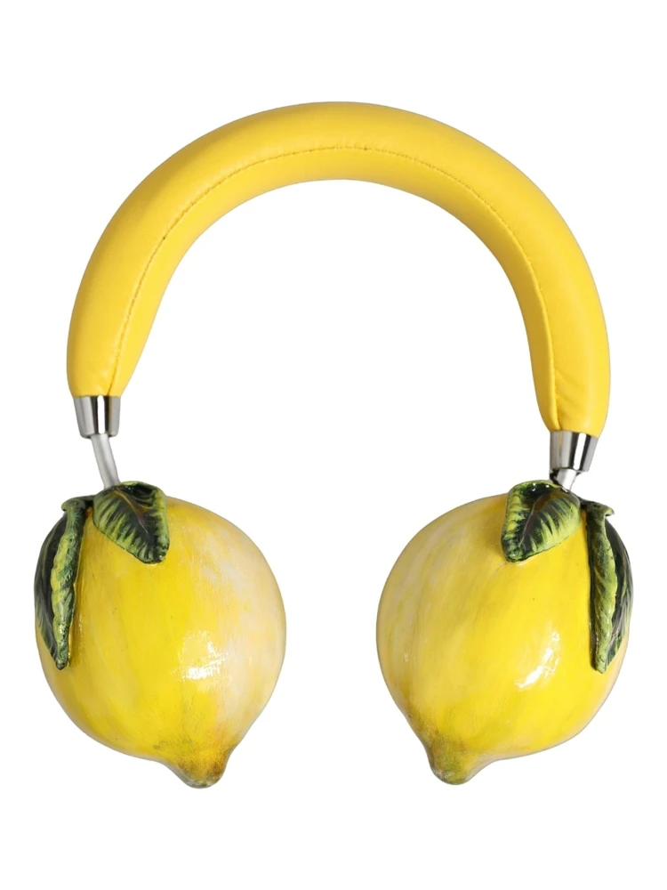 Yellow Vibrant Lemon Leather Headset Headphones