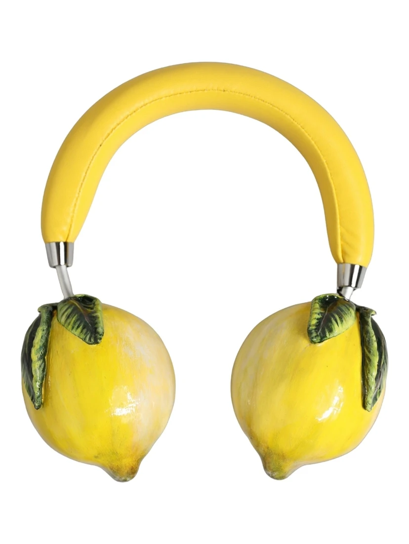 Yellow Vibrant Lemon Leather Headset Headphones
