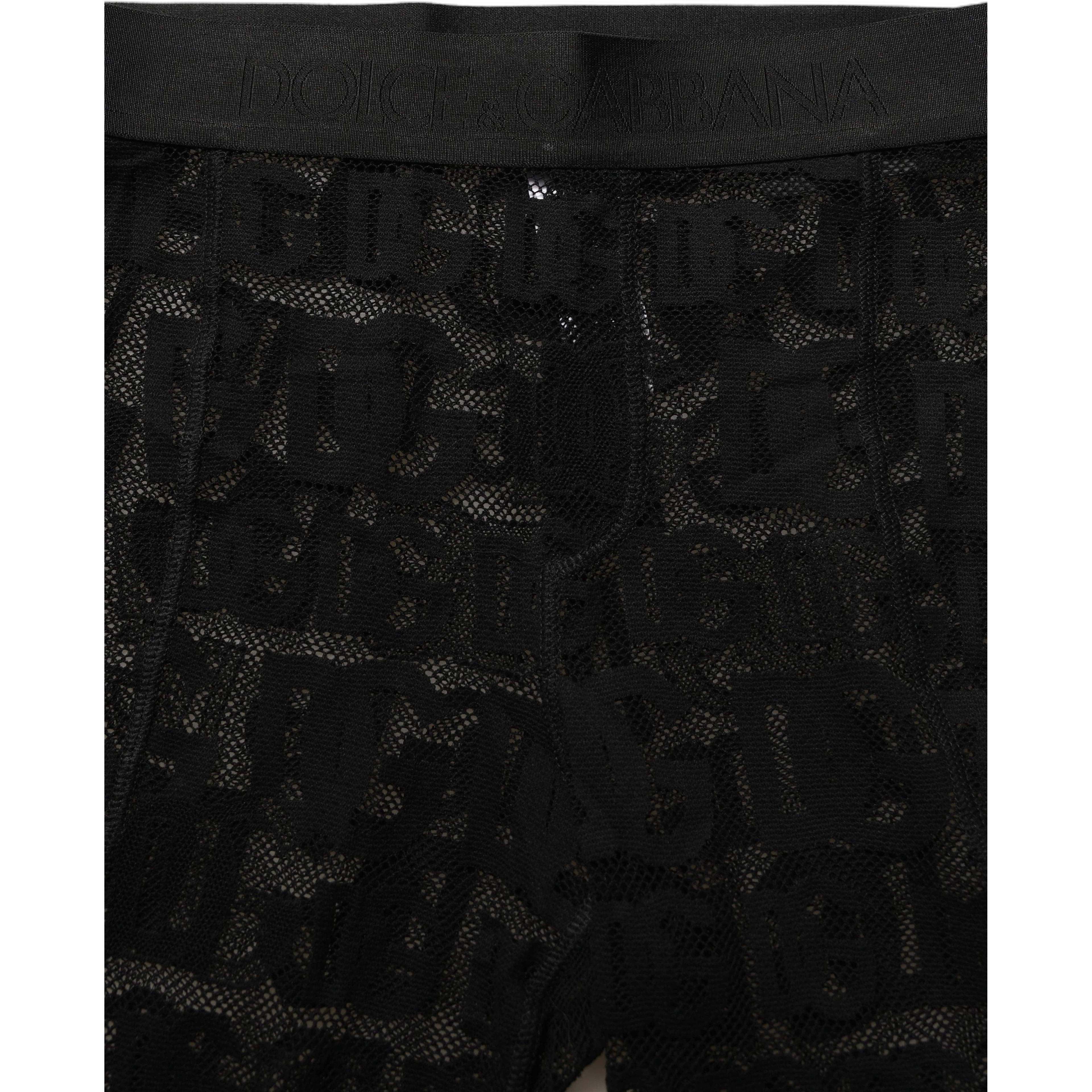 Black All Over Logo Print Sheer Pantyhose Underwear