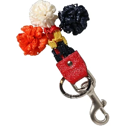 Raffia Leather Clasp Finder Chain Keyring Multicolor