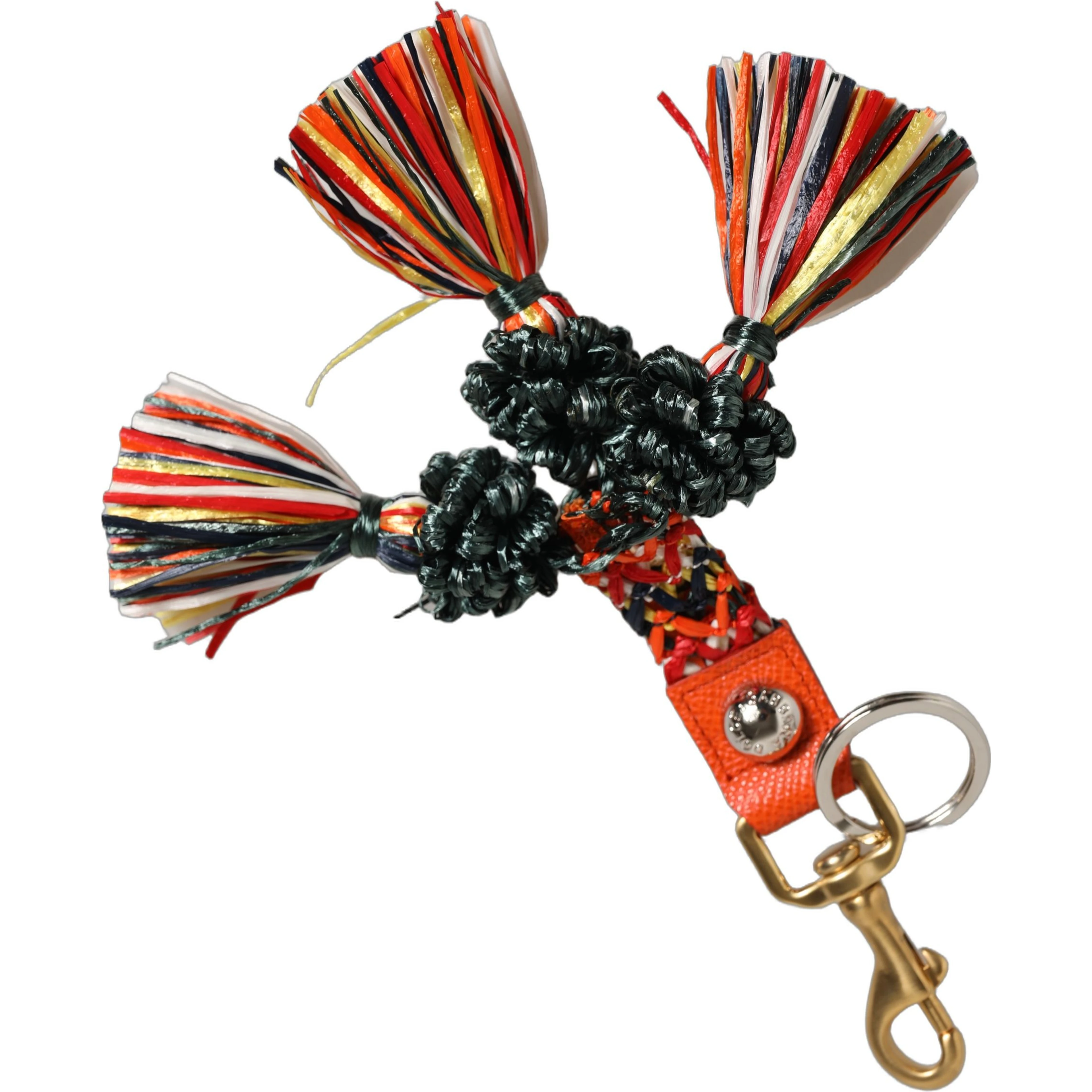 Raffia Leather Clasp Finder Chain Keyring Multicolor