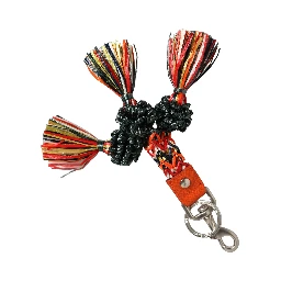 Raffia Leather Clasp Finder Chain Keyring Multicolor